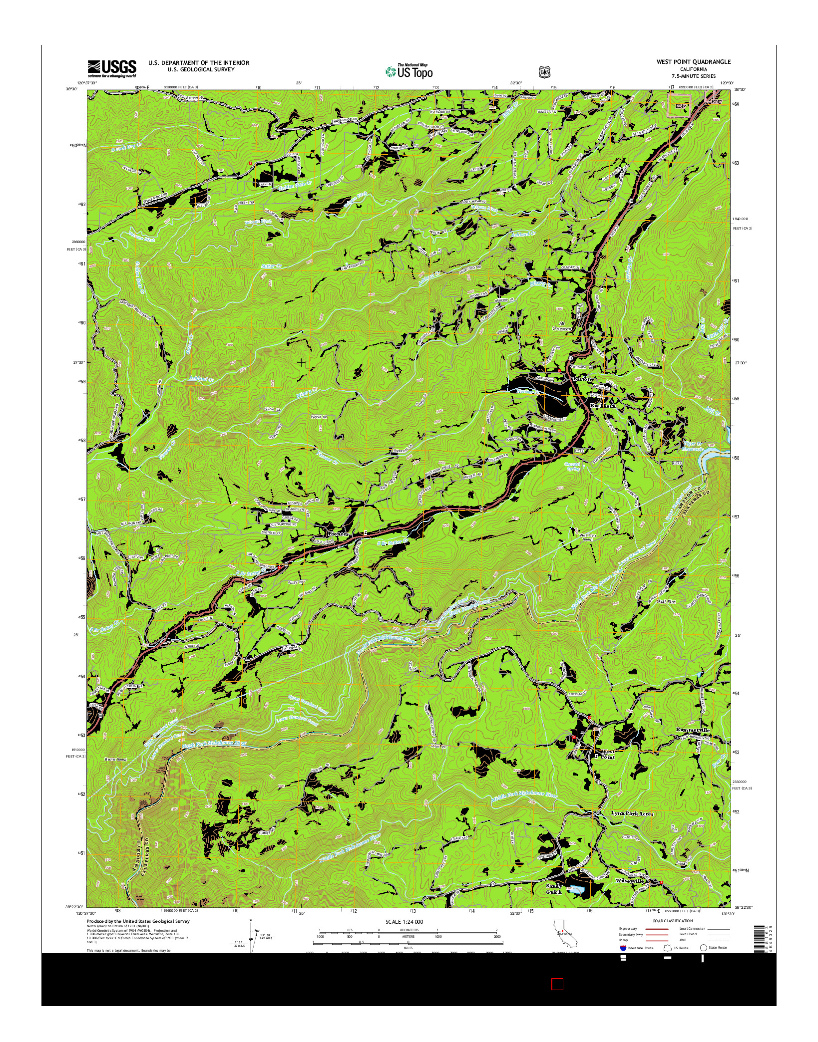 USGS US TOPO 7.5-MINUTE MAP FOR WEST POINT, CA 2015