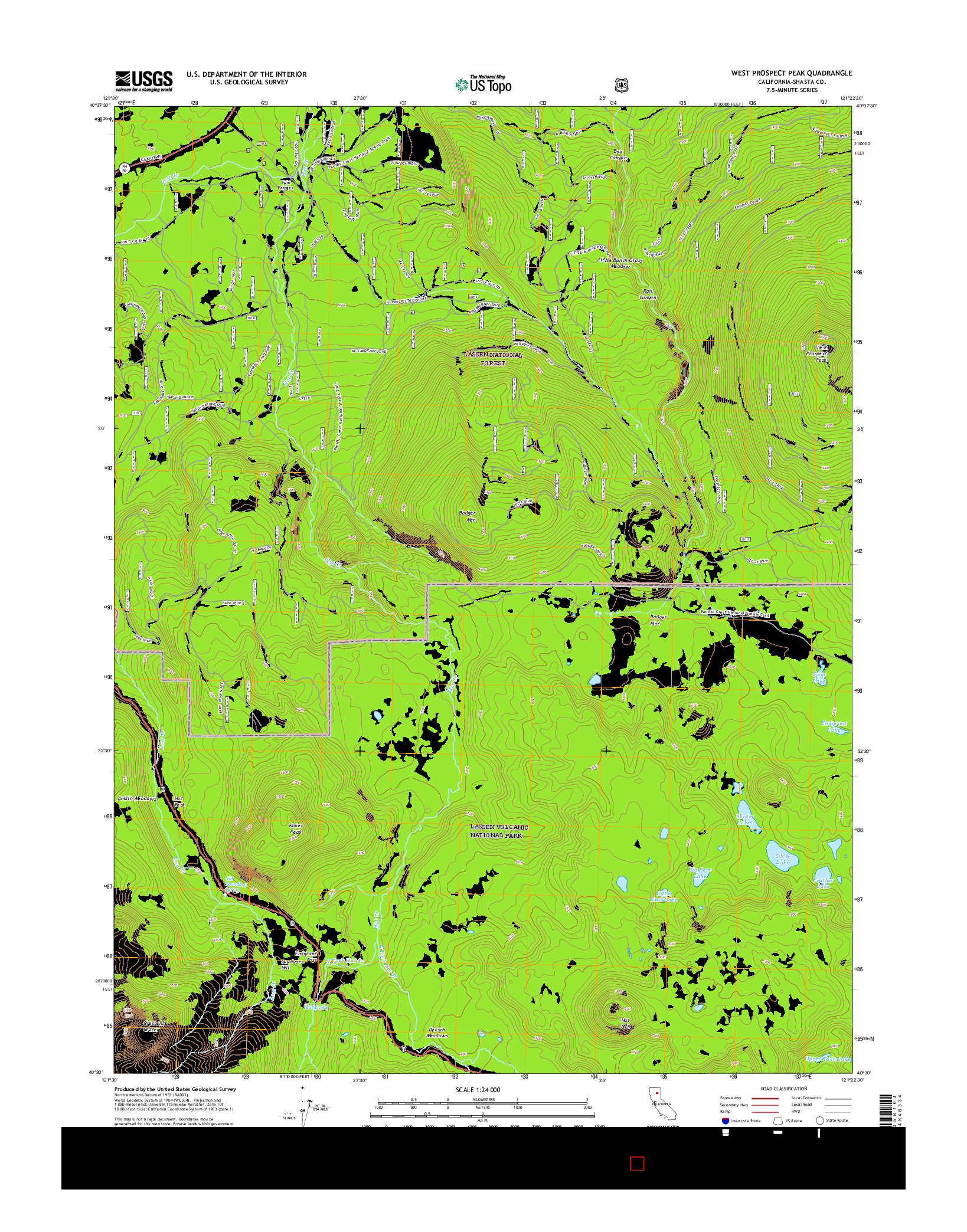 USGS US TOPO 7.5-MINUTE MAP FOR WEST PROSPECT PEAK, CA 2015