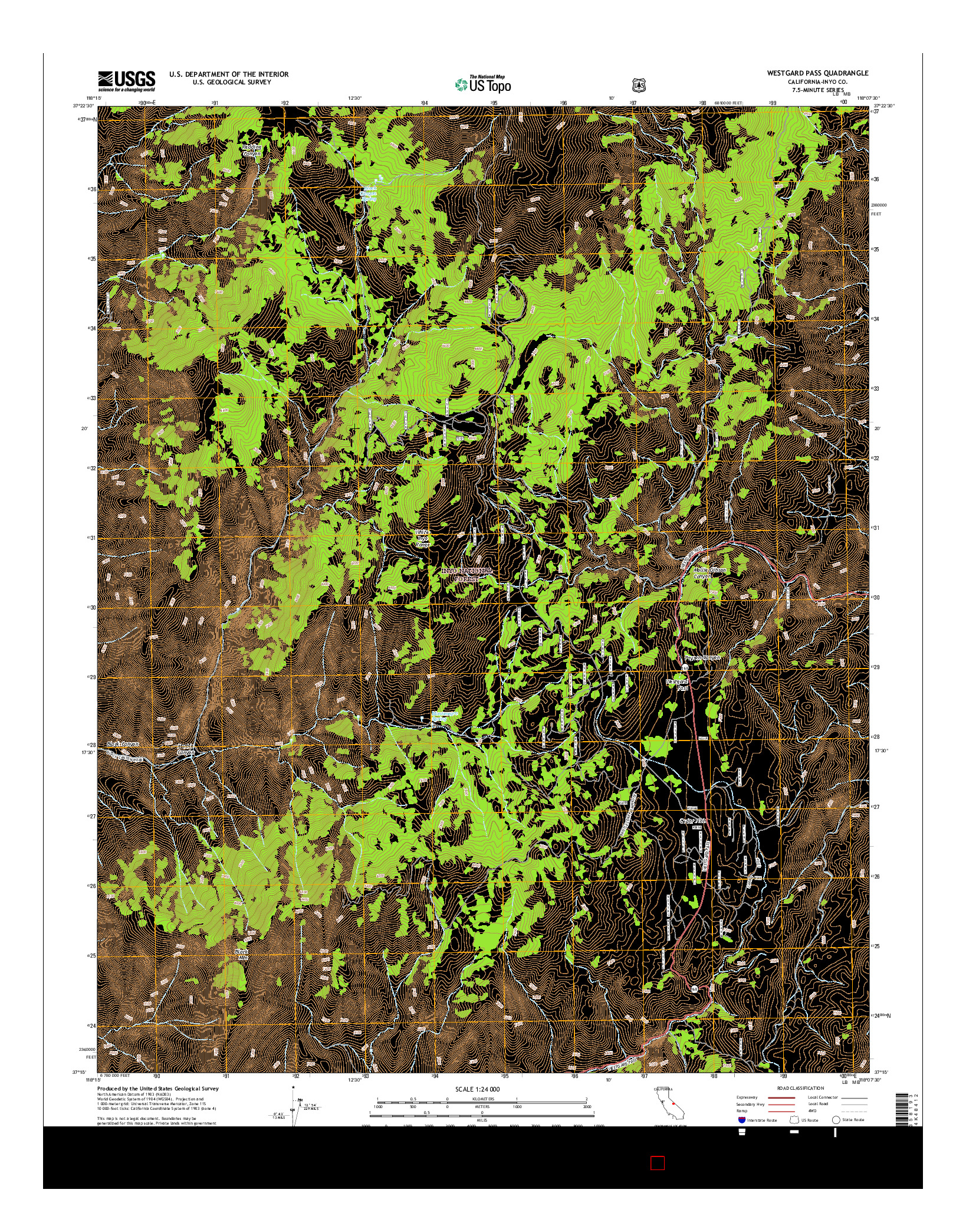 USGS US TOPO 7.5-MINUTE MAP FOR WESTGARD PASS, CA 2015