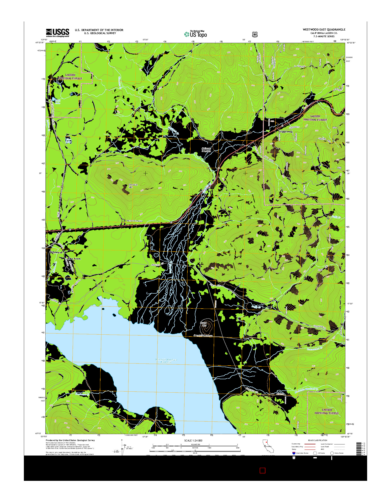 USGS US TOPO 7.5-MINUTE MAP FOR WESTWOOD EAST, CA 2015