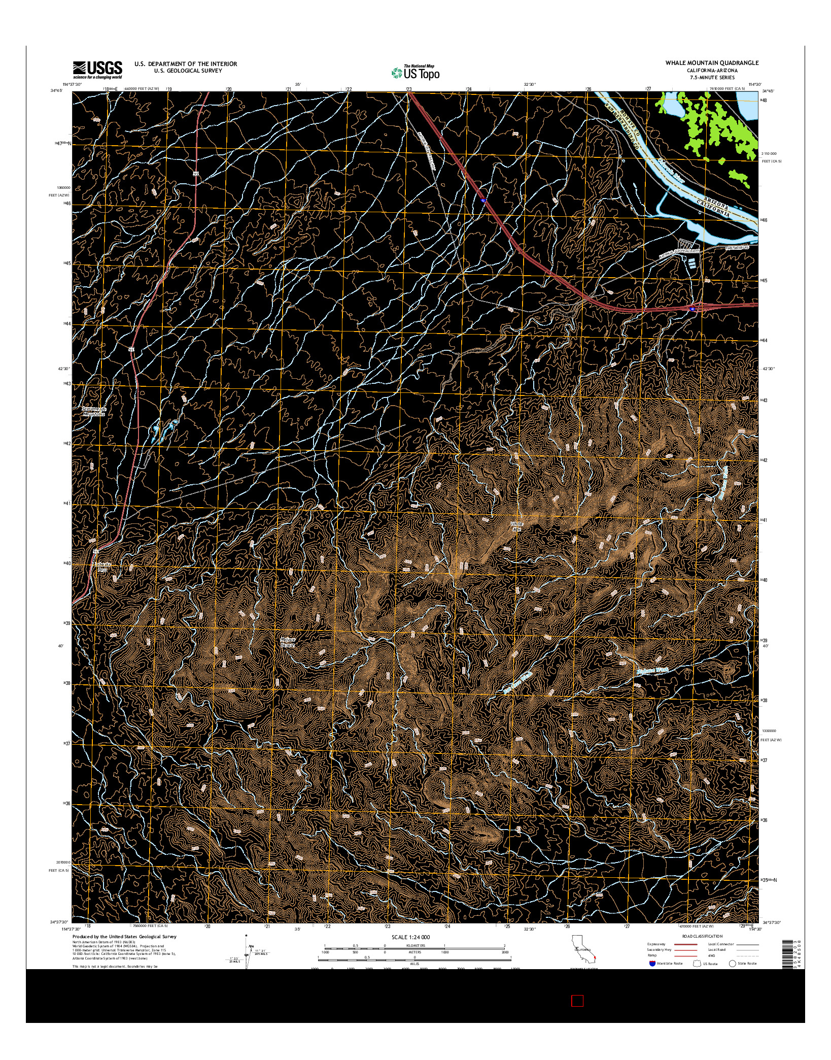 USGS US TOPO 7.5-MINUTE MAP FOR WHALE MOUNTAIN, CA-AZ 2015