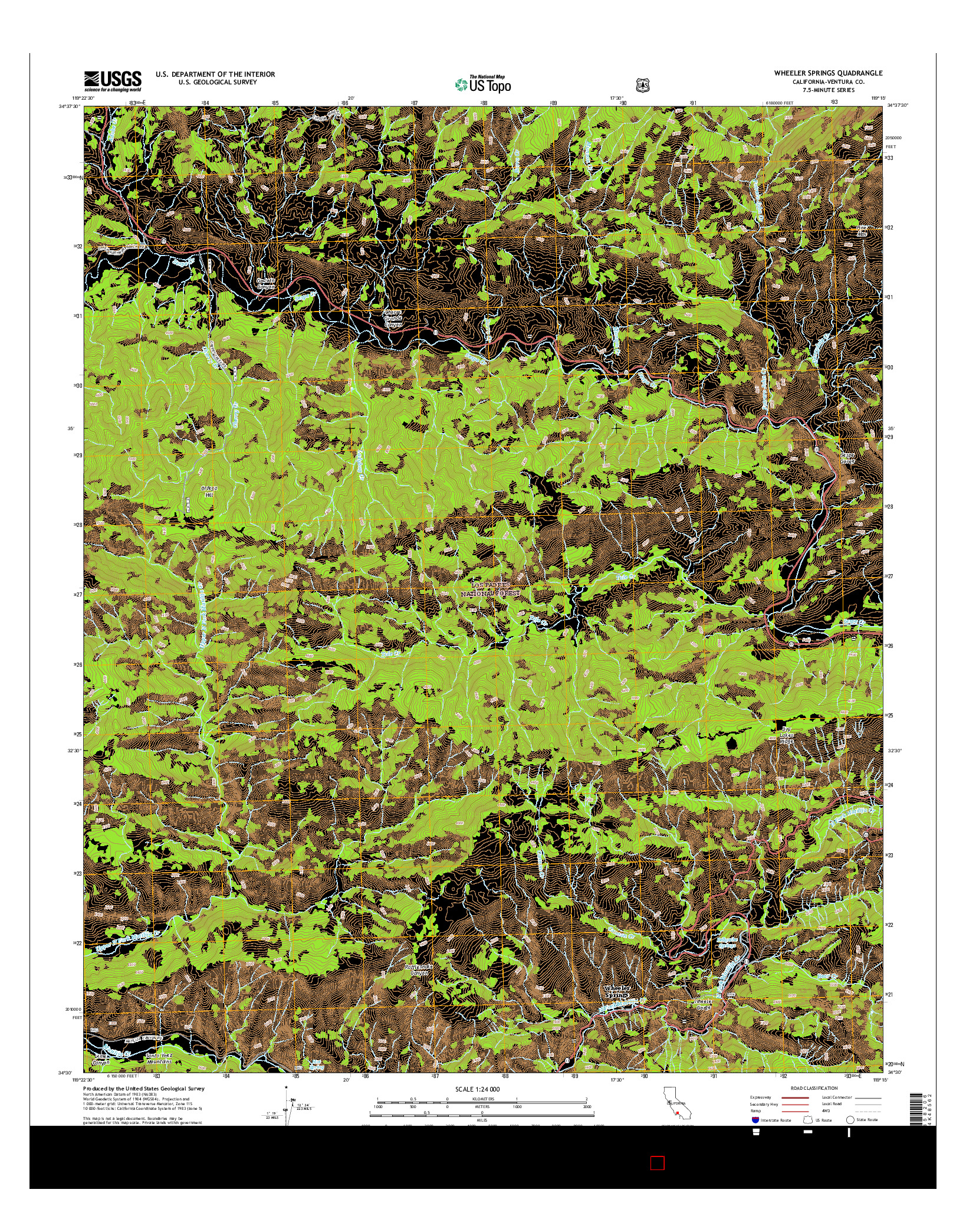 USGS US TOPO 7.5-MINUTE MAP FOR WHEELER SPRINGS, CA 2015