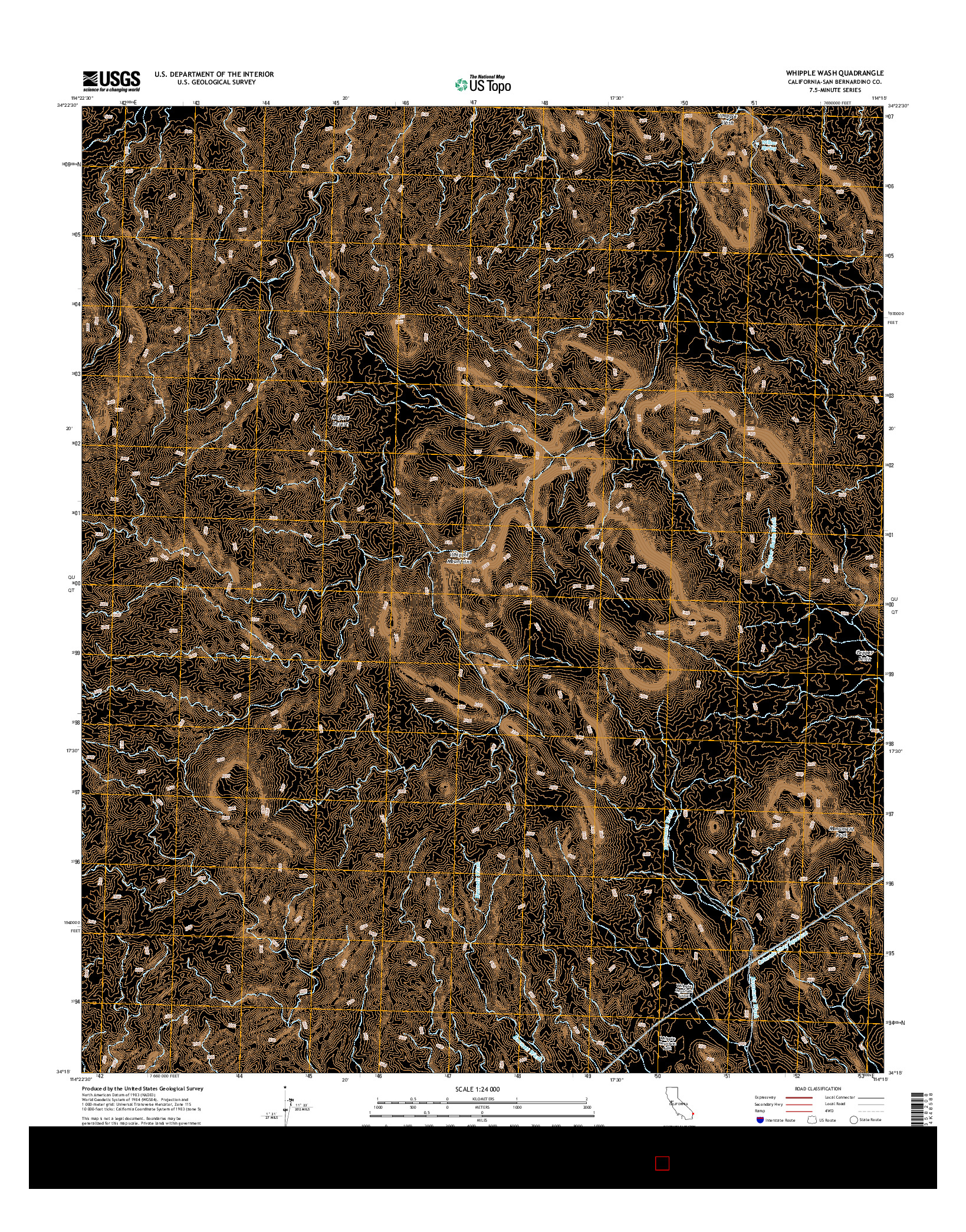 USGS US TOPO 7.5-MINUTE MAP FOR WHIPPLE WASH, CA 2015