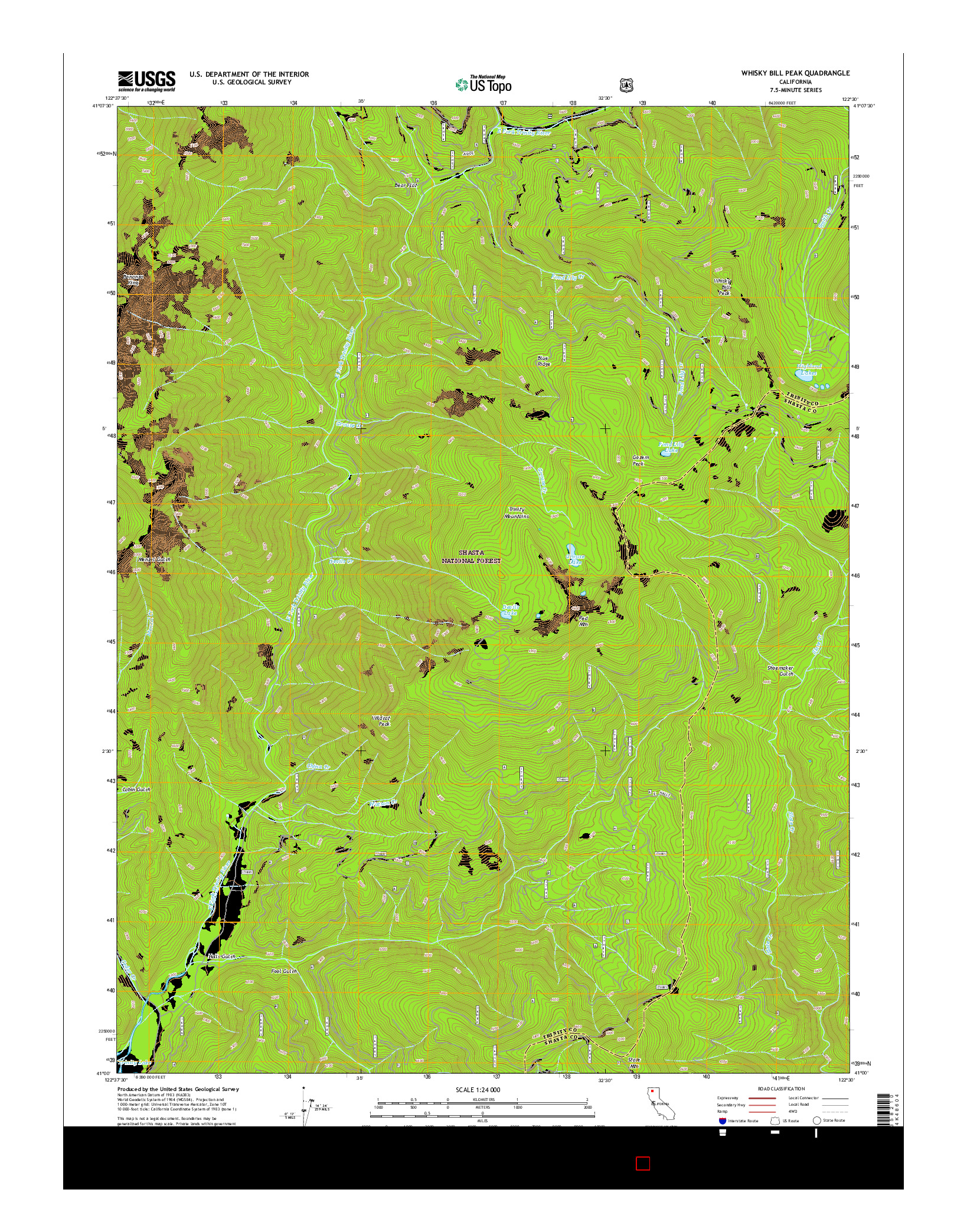 USGS US TOPO 7.5-MINUTE MAP FOR WHISKY BILL PEAK, CA 2015