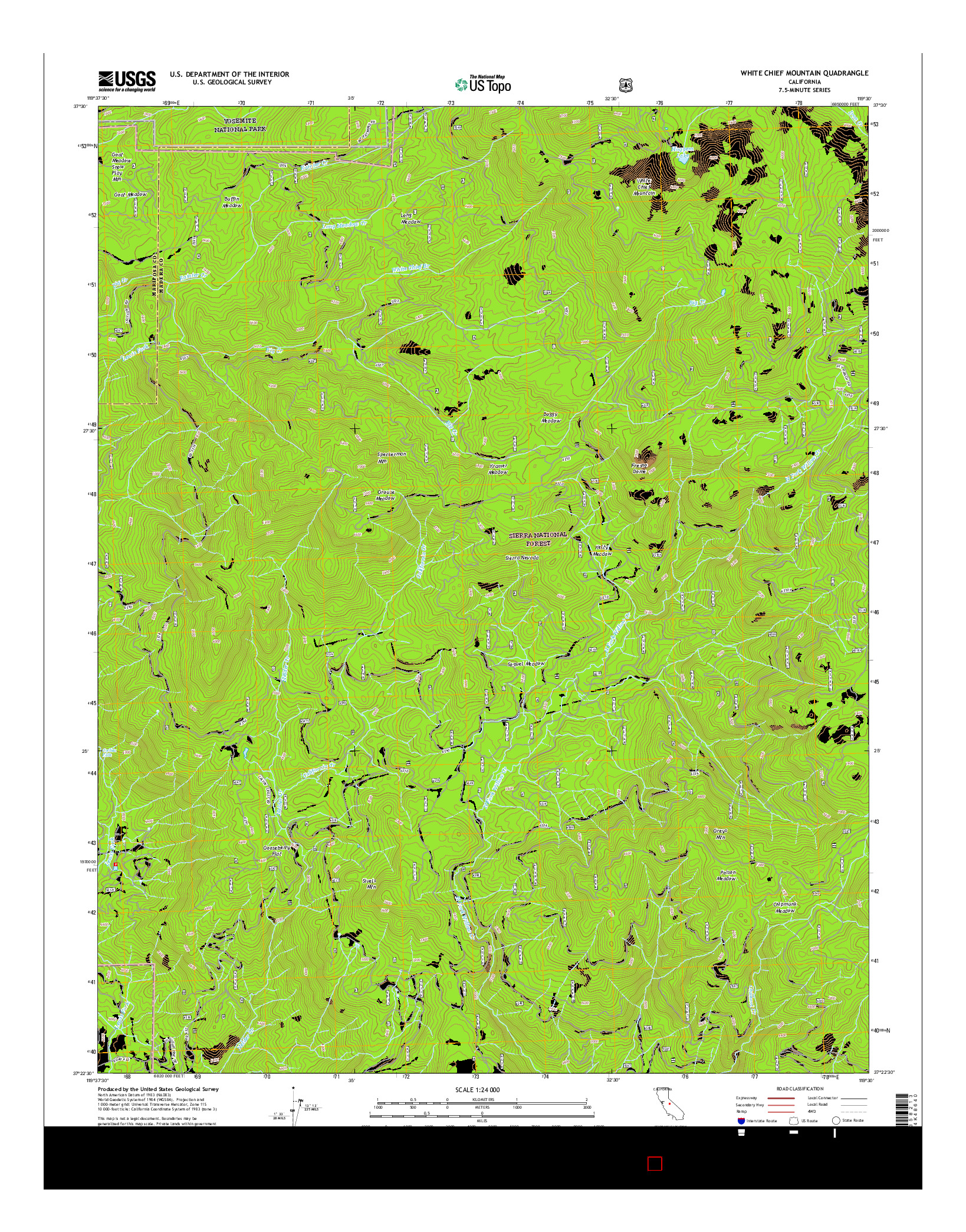 USGS US TOPO 7.5-MINUTE MAP FOR WHITE CHIEF MOUNTAIN, CA 2015