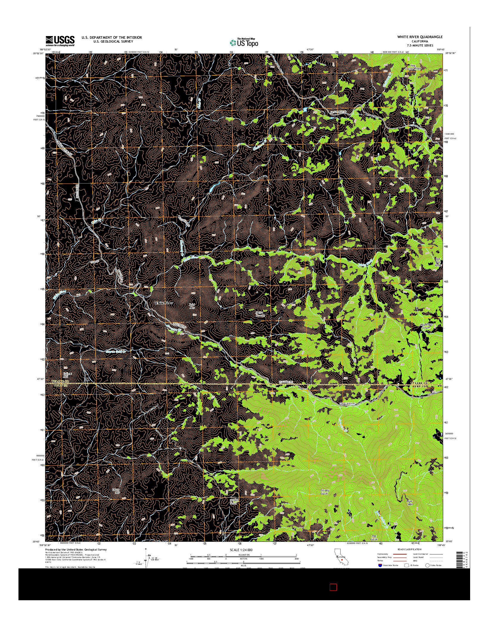 USGS US TOPO 7.5-MINUTE MAP FOR WHITE RIVER, CA 2015