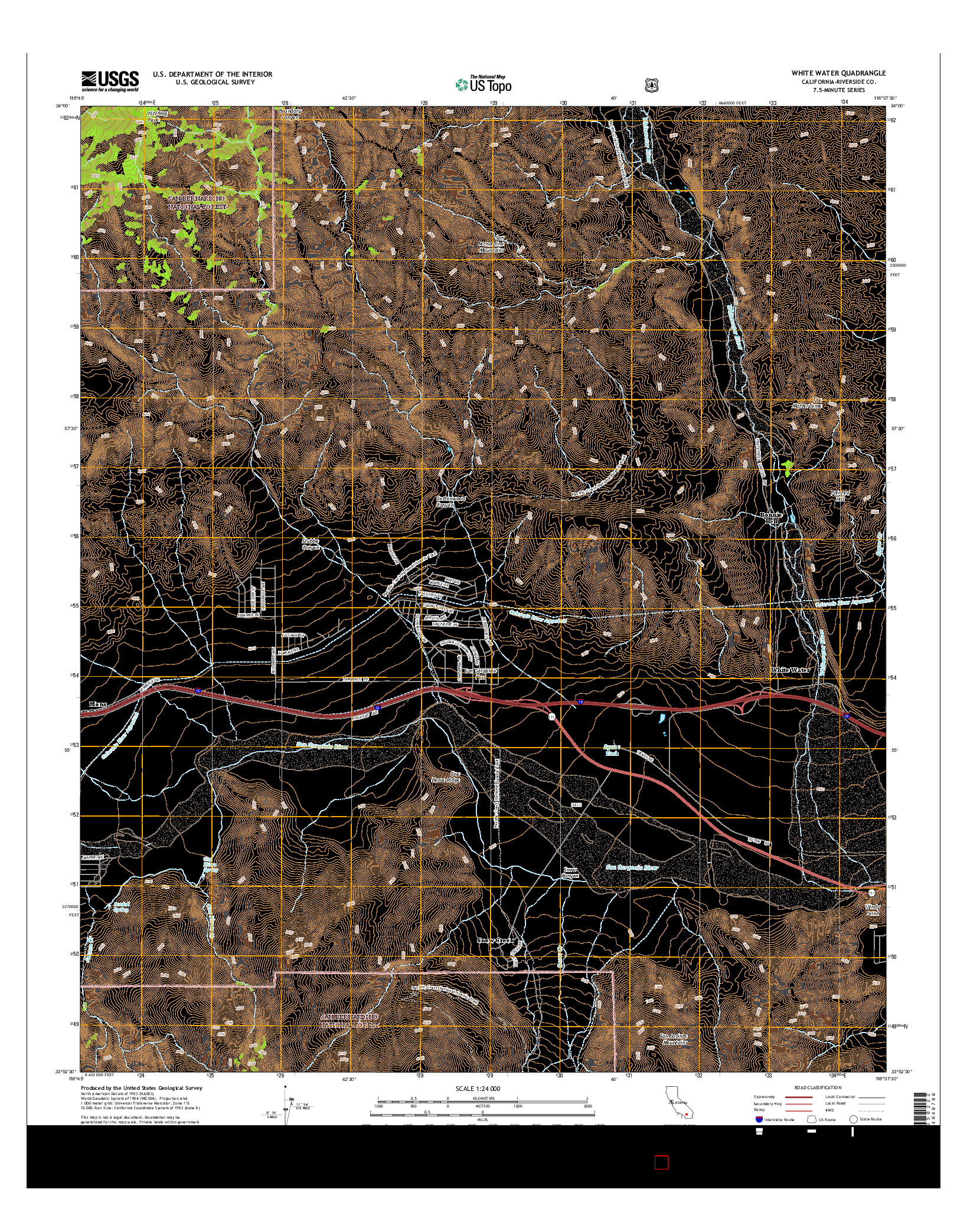 USGS US TOPO 7.5-MINUTE MAP FOR WHITE WATER, CA 2015