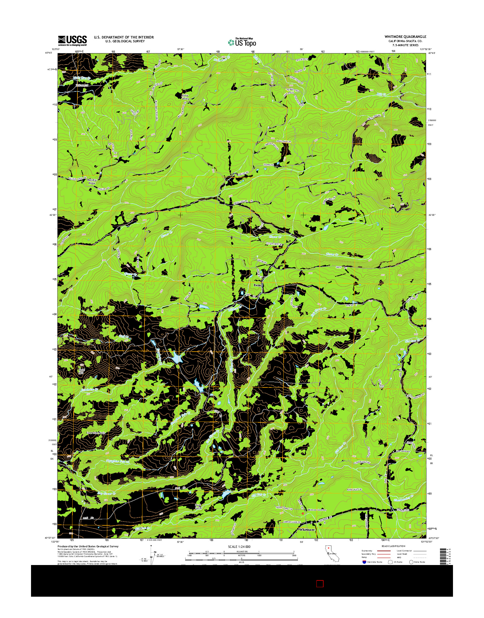 USGS US TOPO 7.5-MINUTE MAP FOR WHITMORE, CA 2015