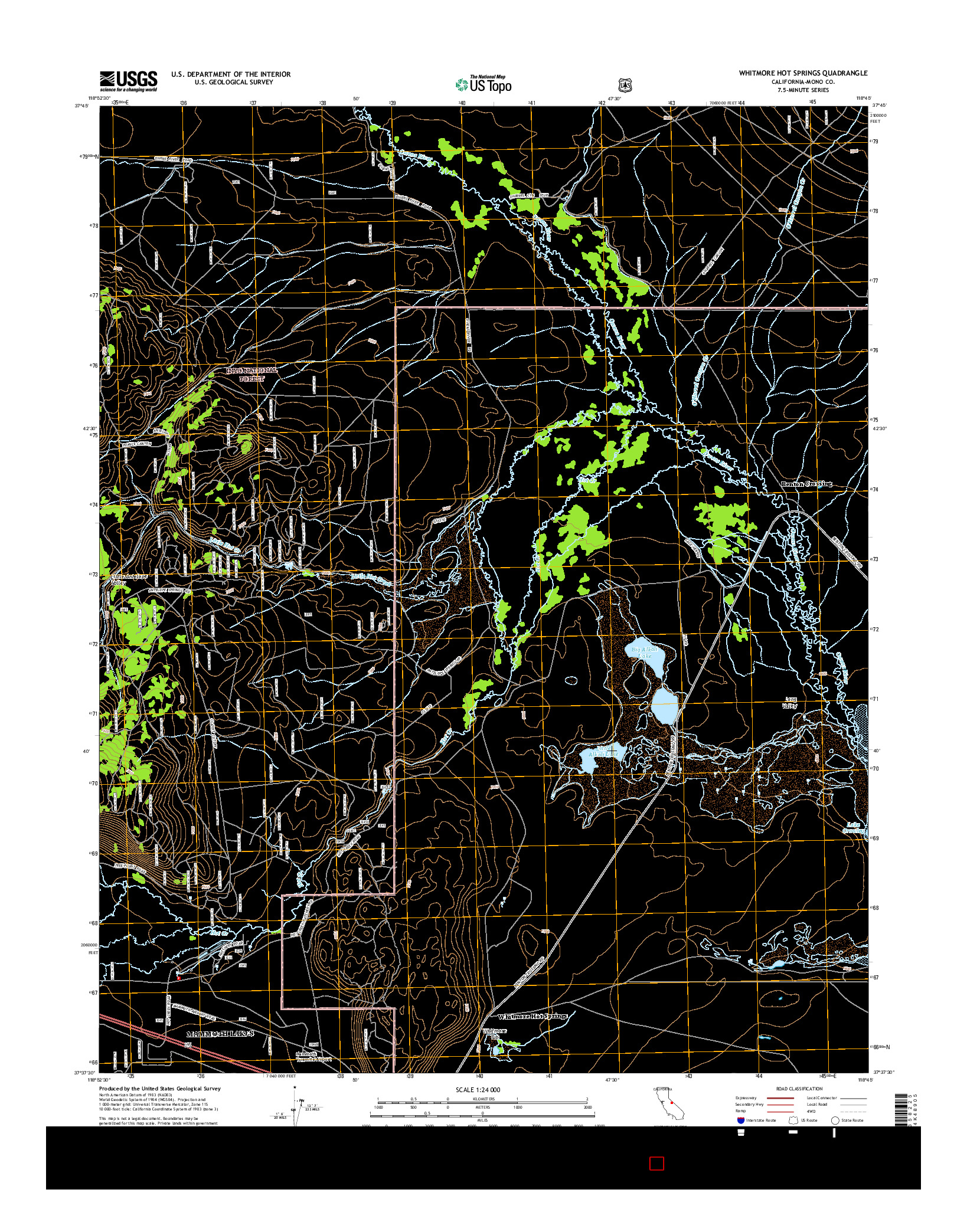 USGS US TOPO 7.5-MINUTE MAP FOR WHITMORE HOT SPRINGS, CA 2015