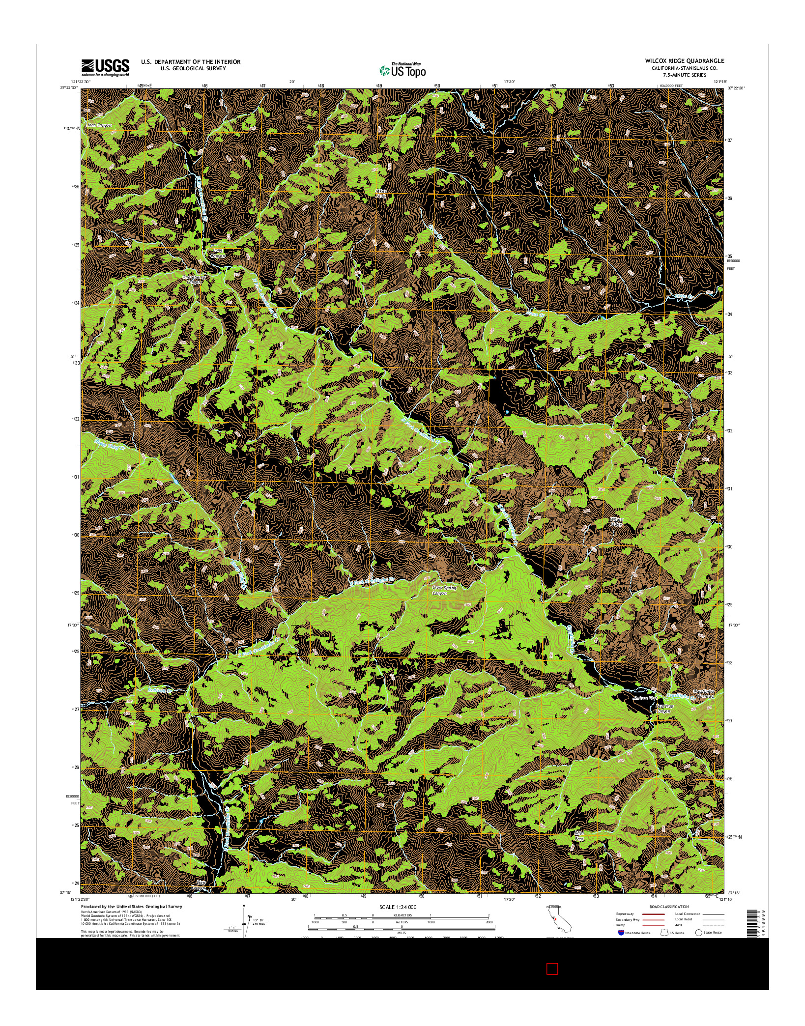 USGS US TOPO 7.5-MINUTE MAP FOR WILCOX RIDGE, CA 2015