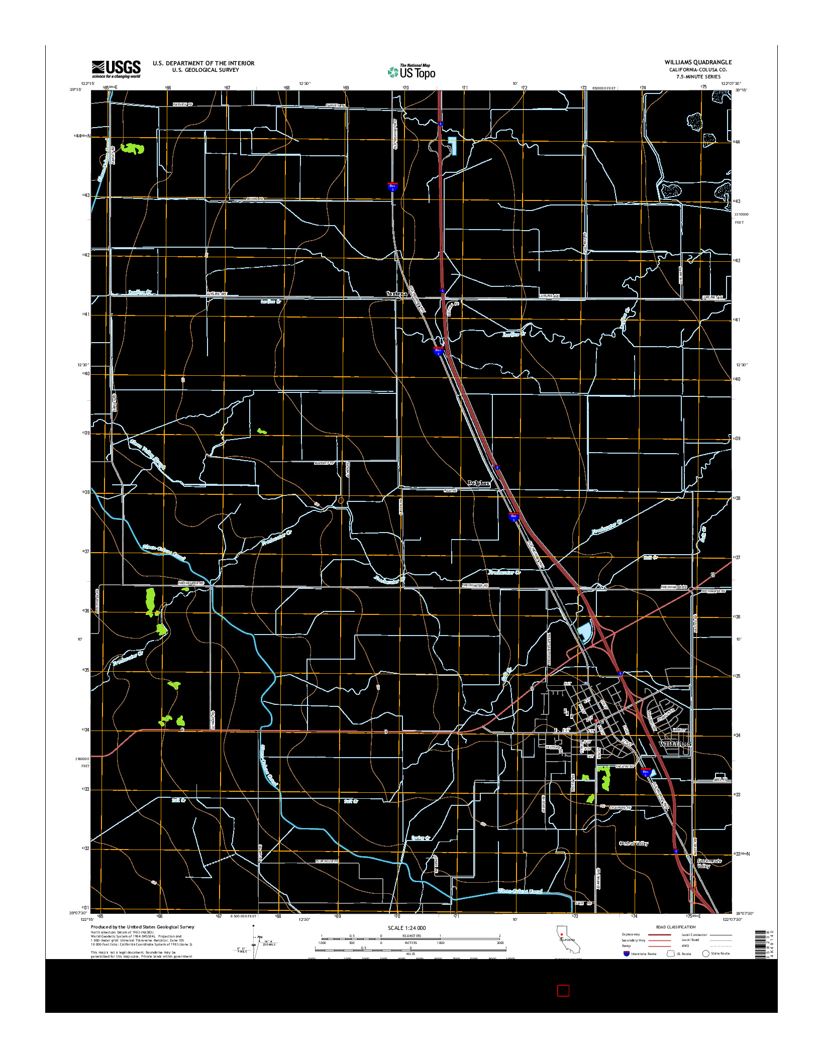 USGS US TOPO 7.5-MINUTE MAP FOR WILLIAMS, CA 2015