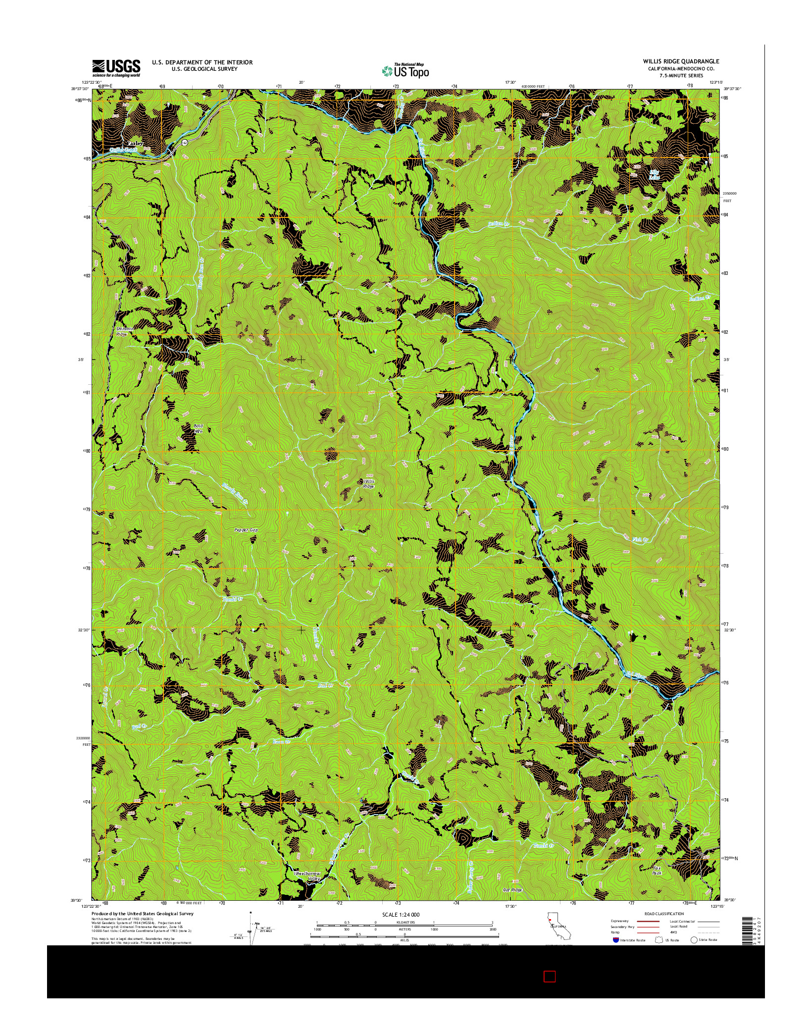 USGS US TOPO 7.5-MINUTE MAP FOR WILLIS RIDGE, CA 2015