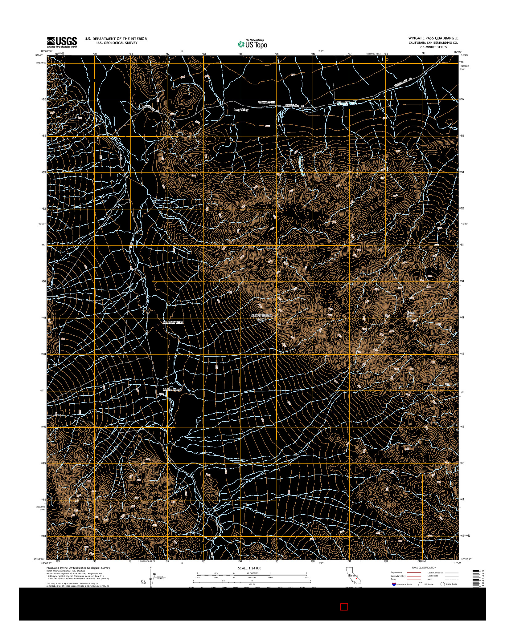 USGS US TOPO 7.5-MINUTE MAP FOR WINGATE PASS, CA 2015