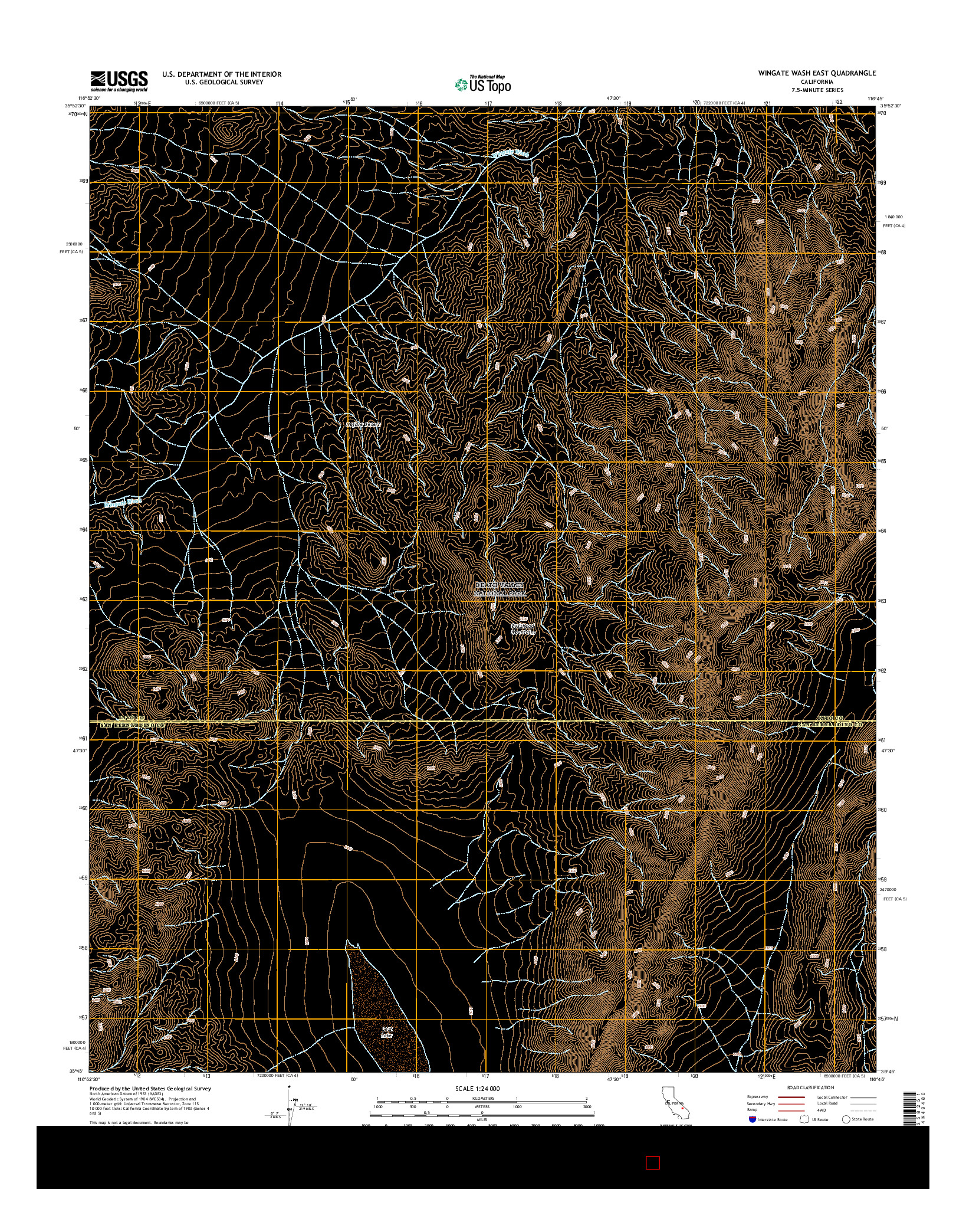 USGS US TOPO 7.5-MINUTE MAP FOR WINGATE WASH EAST, CA 2015