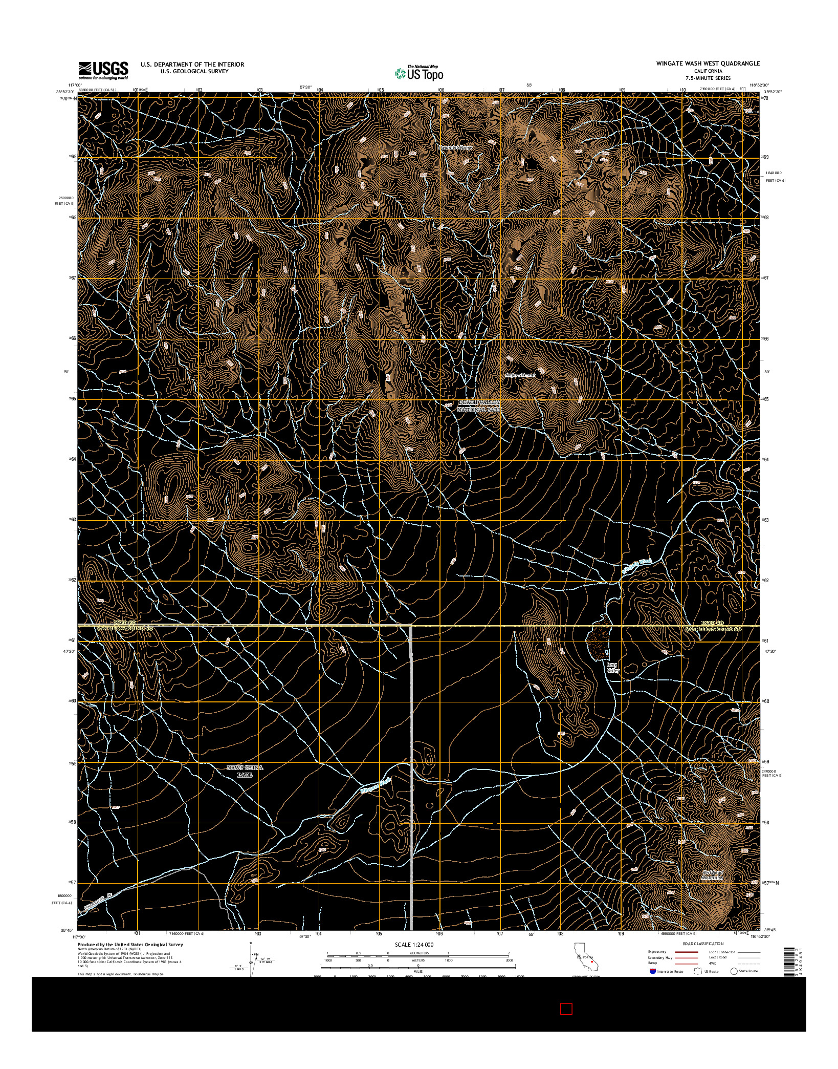 USGS US TOPO 7.5-MINUTE MAP FOR WINGATE WASH WEST, CA 2015