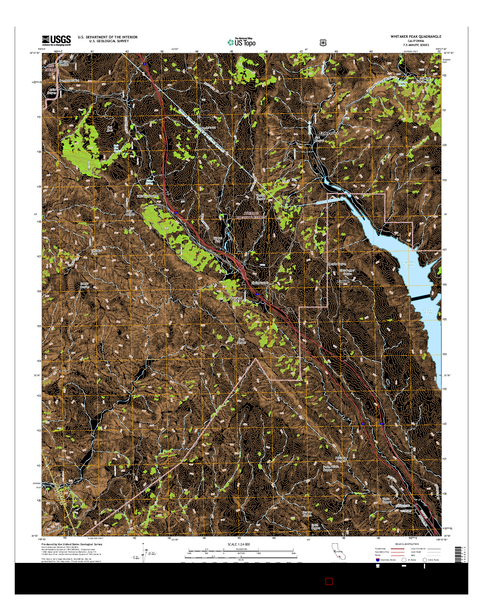 USGS US TOPO 7.5-MINUTE MAP FOR WHITAKER PEAK, CA 2015