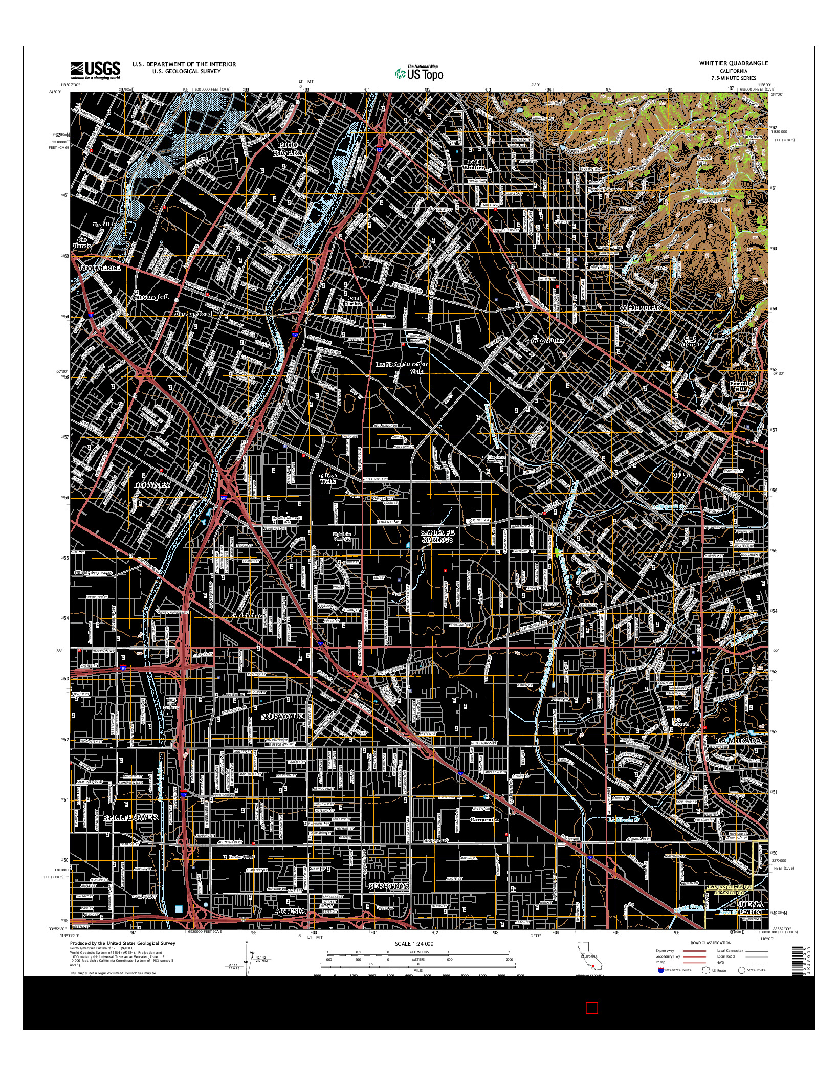 USGS US TOPO 7.5-MINUTE MAP FOR WHITTIER, CA 2015