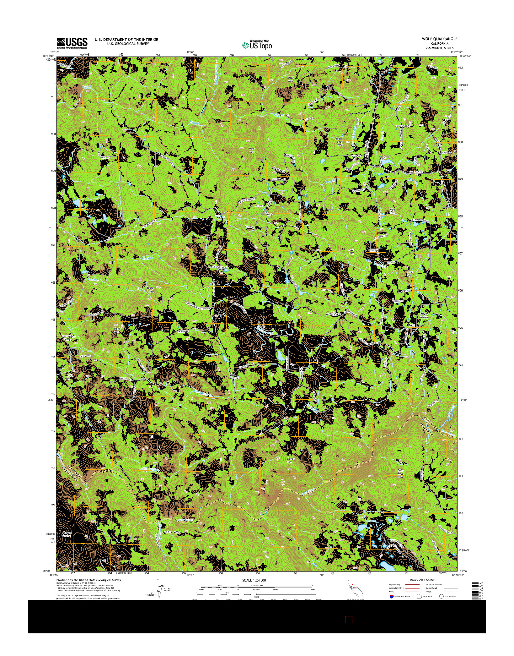 USGS US TOPO 7.5-MINUTE MAP FOR WOLF, CA 2015