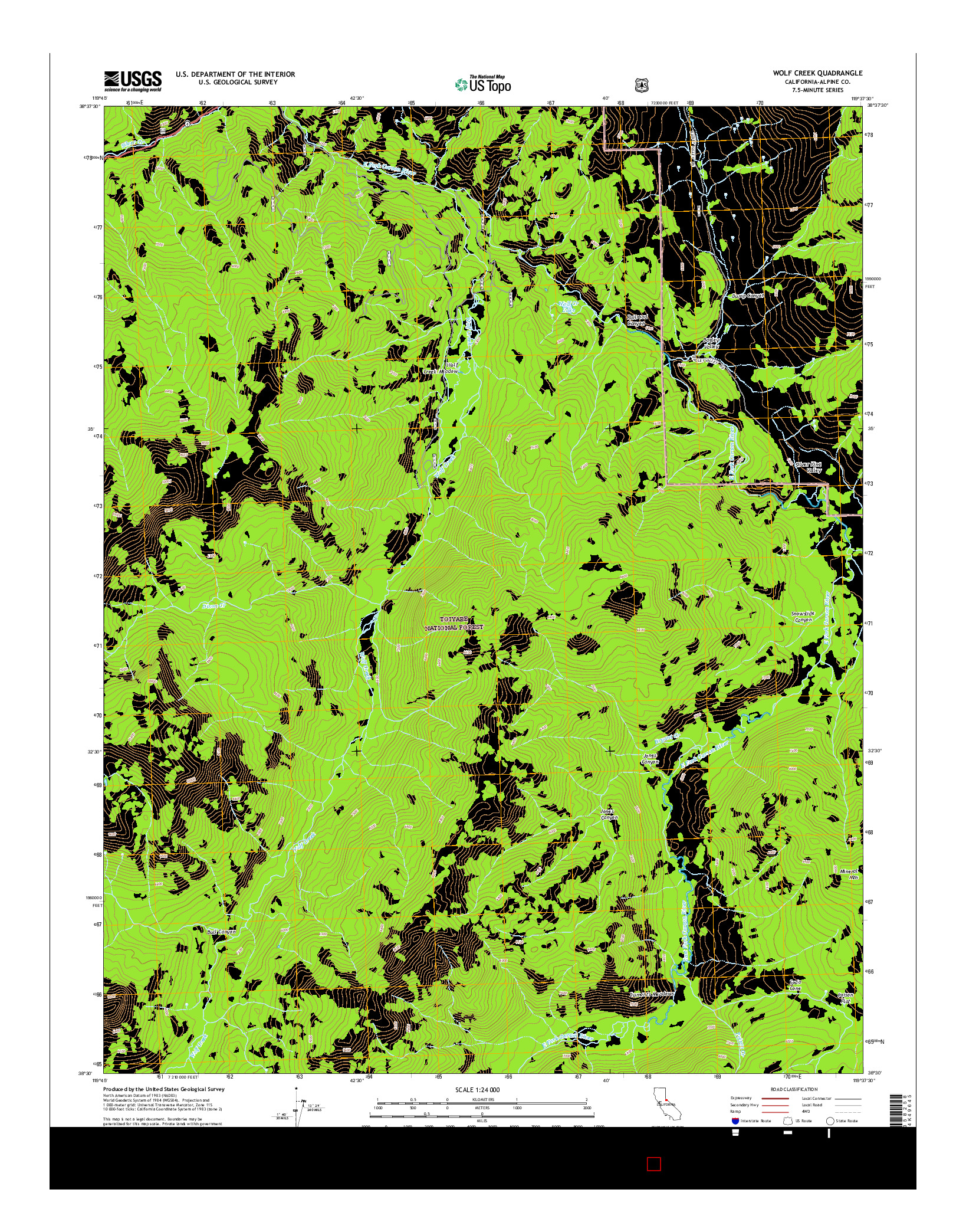 USGS US TOPO 7.5-MINUTE MAP FOR WOLF CREEK, CA 2015