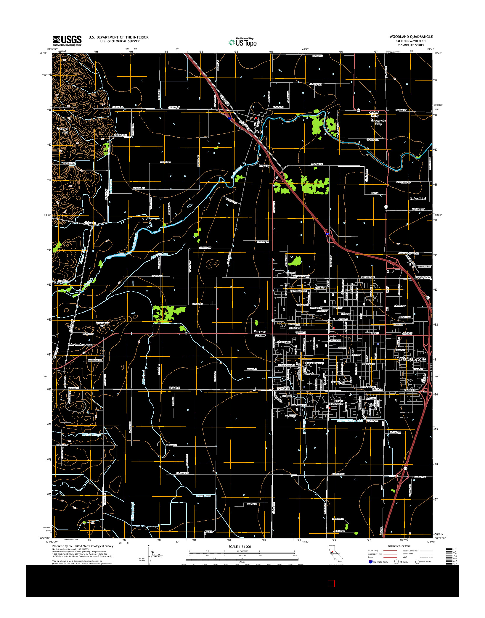 USGS US TOPO 7.5-MINUTE MAP FOR WOODLAND, CA 2015