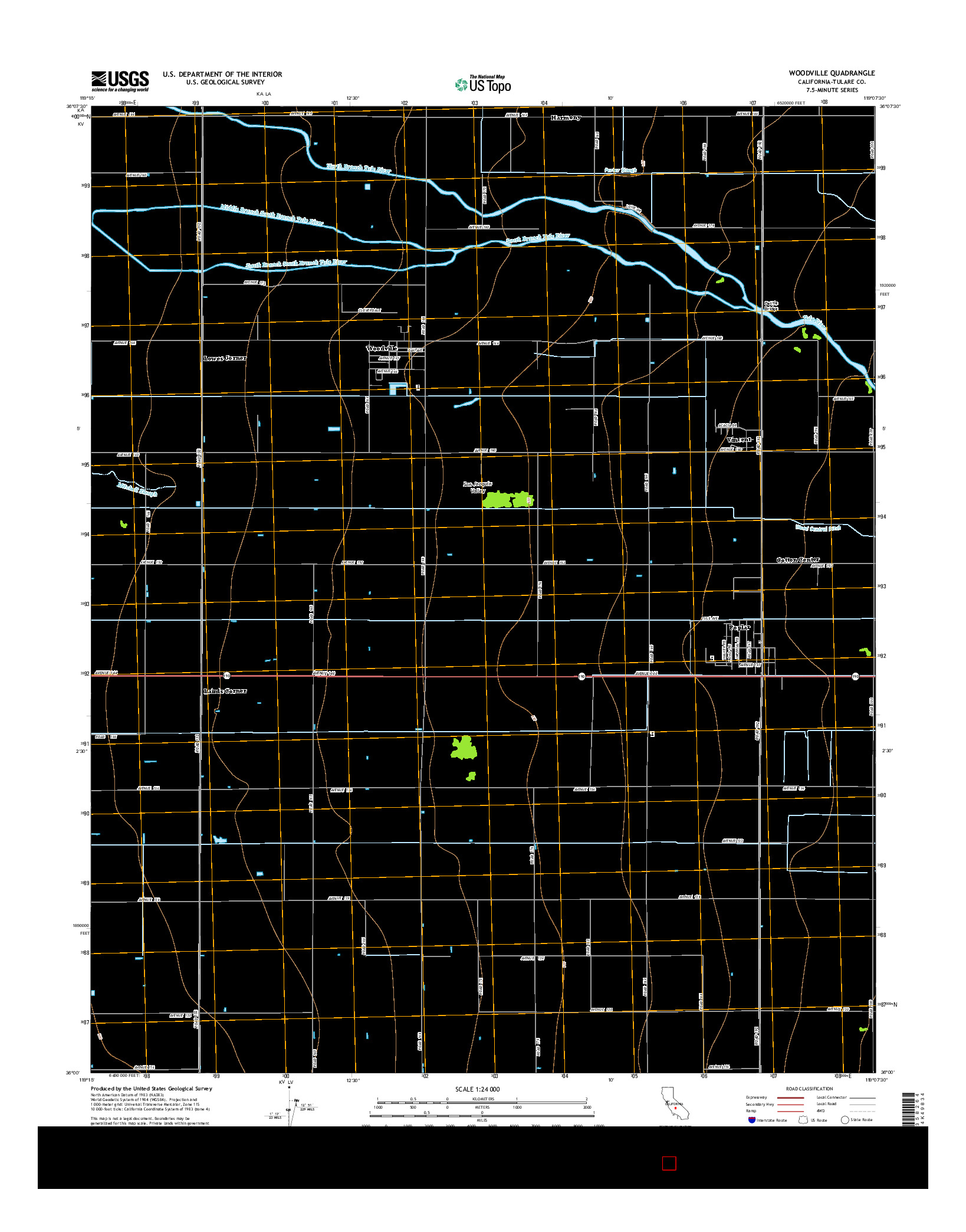 USGS US TOPO 7.5-MINUTE MAP FOR WOODVILLE, CA 2015