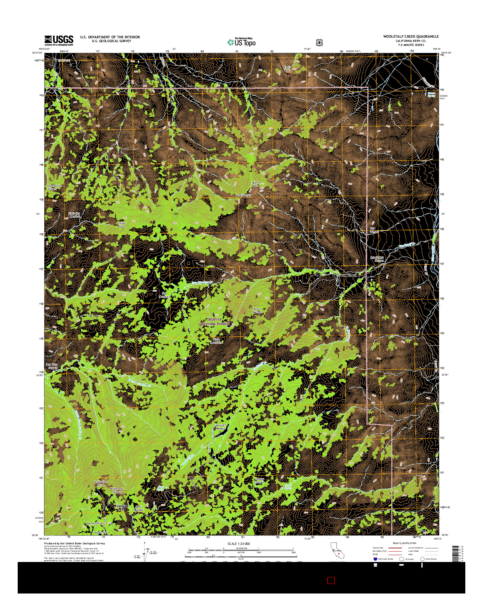 USGS US TOPO 7.5-MINUTE MAP FOR WOOLSTALF CREEK, CA 2015