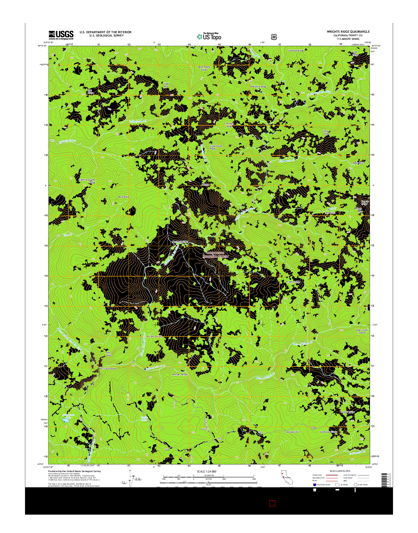 USGS US TOPO 7.5-MINUTE MAP FOR WRIGHTS RIDGE, CA 2015