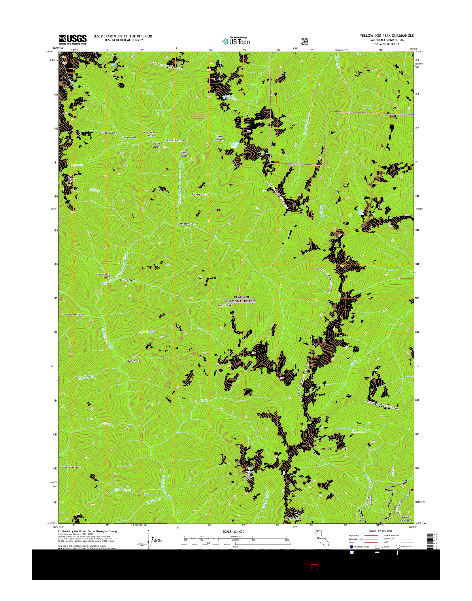 USGS US TOPO 7.5-MINUTE MAP FOR YELLOW DOG PEAK, CA 2015