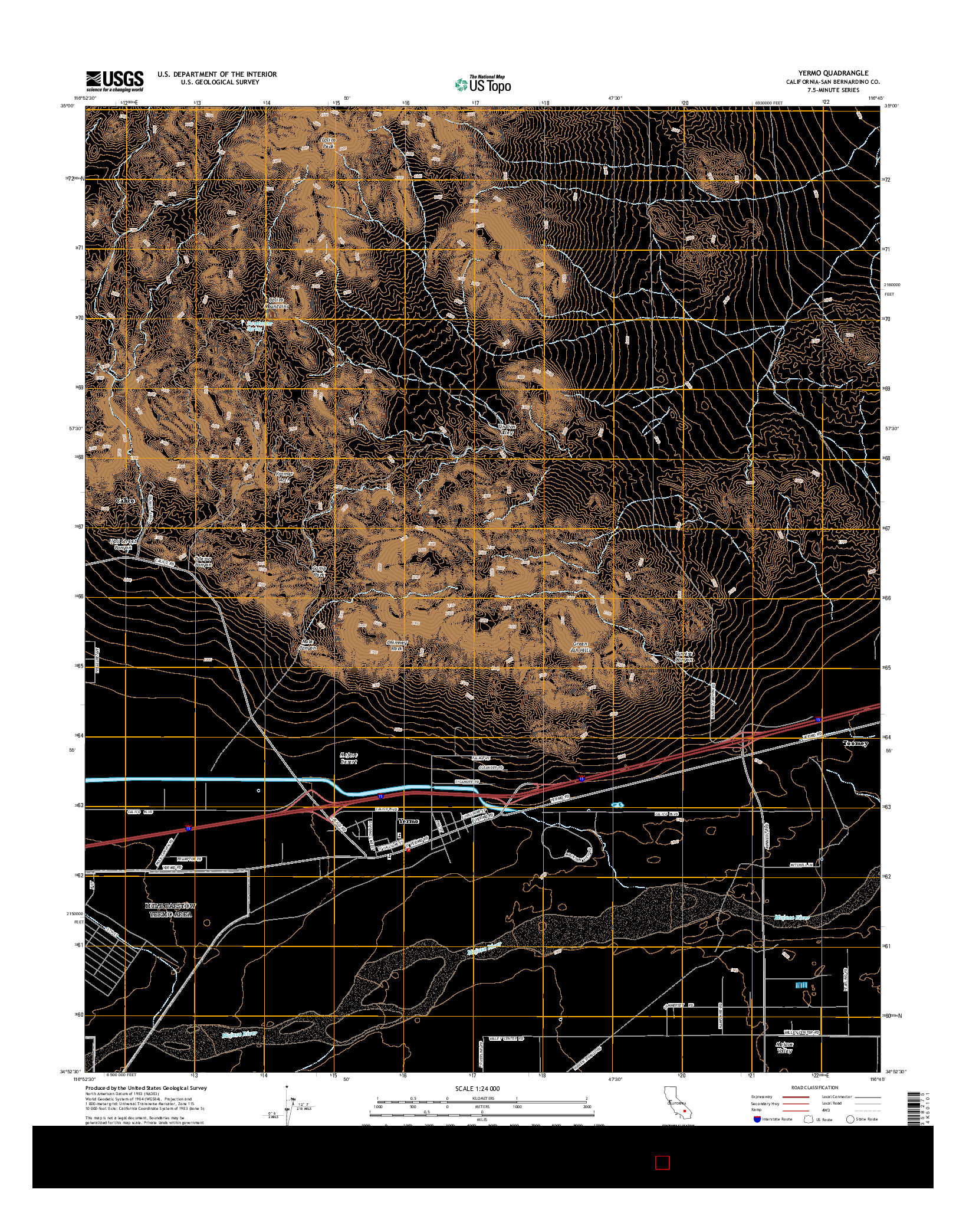 USGS US TOPO 7.5-MINUTE MAP FOR YERMO, CA 2015