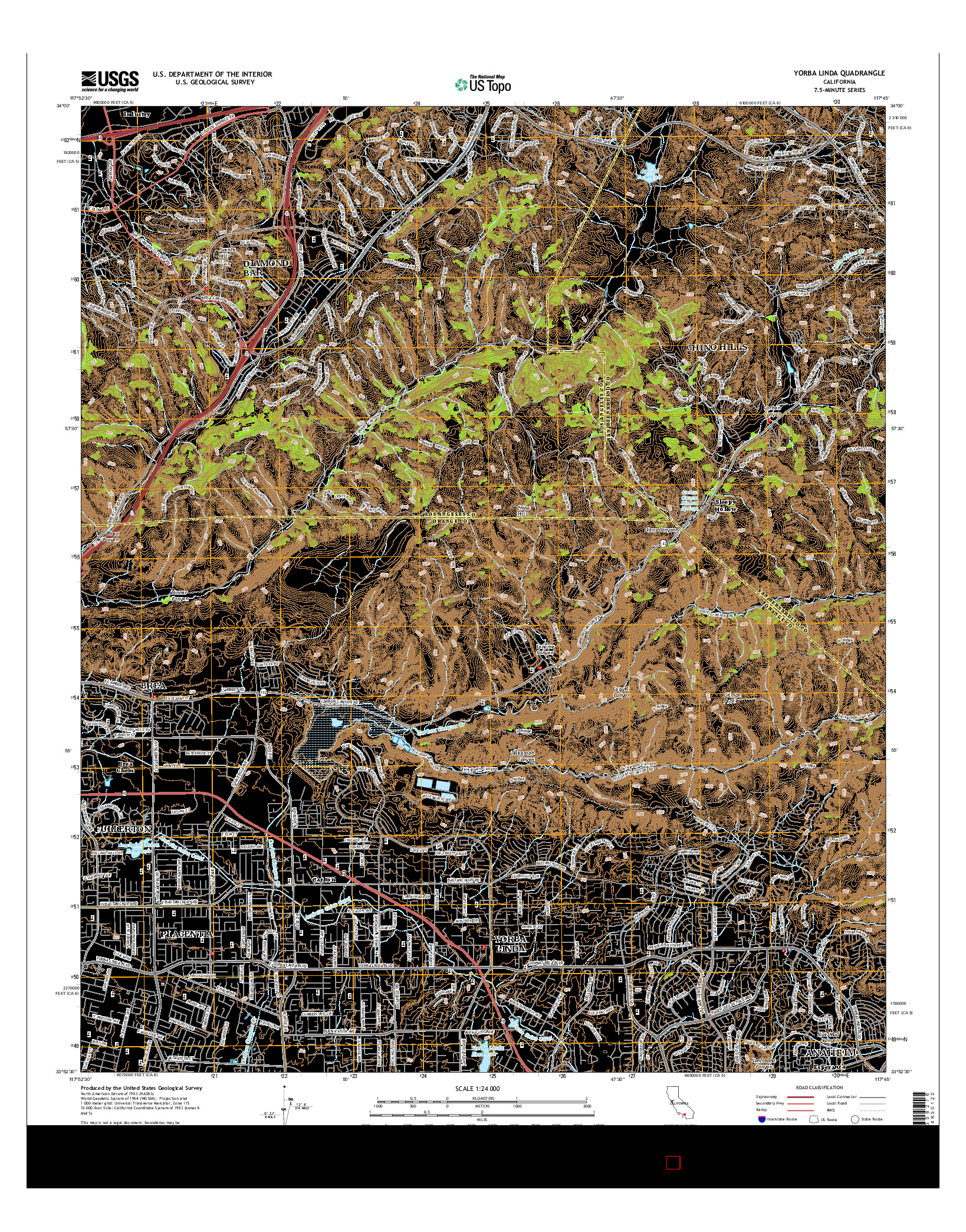 USGS US TOPO 7.5-MINUTE MAP FOR YORBA LINDA, CA 2015