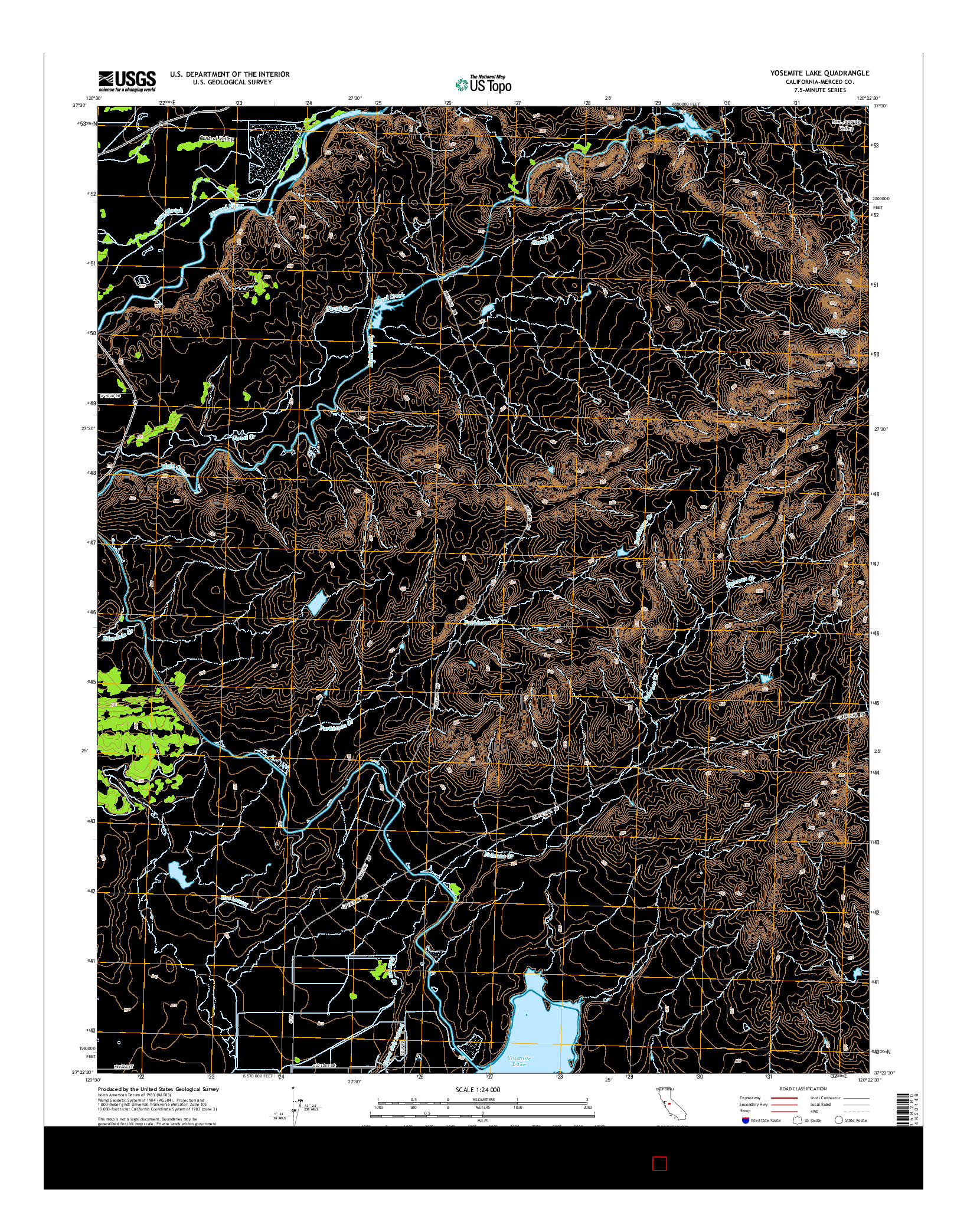 USGS US TOPO 7.5-MINUTE MAP FOR YOSEMITE LAKE, CA 2015