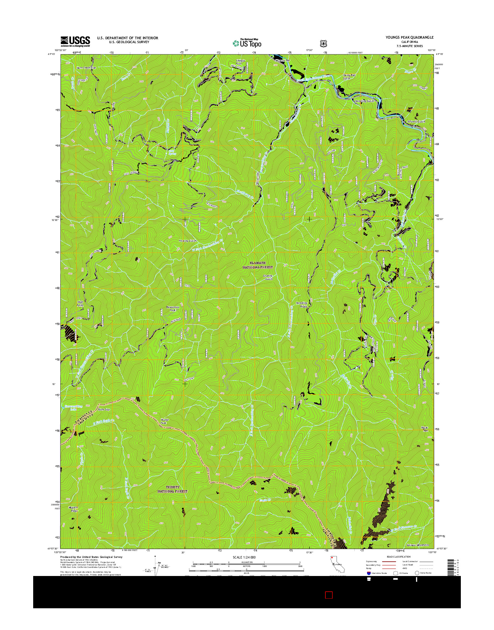 USGS US TOPO 7.5-MINUTE MAP FOR YOUNGS PEAK, CA 2015