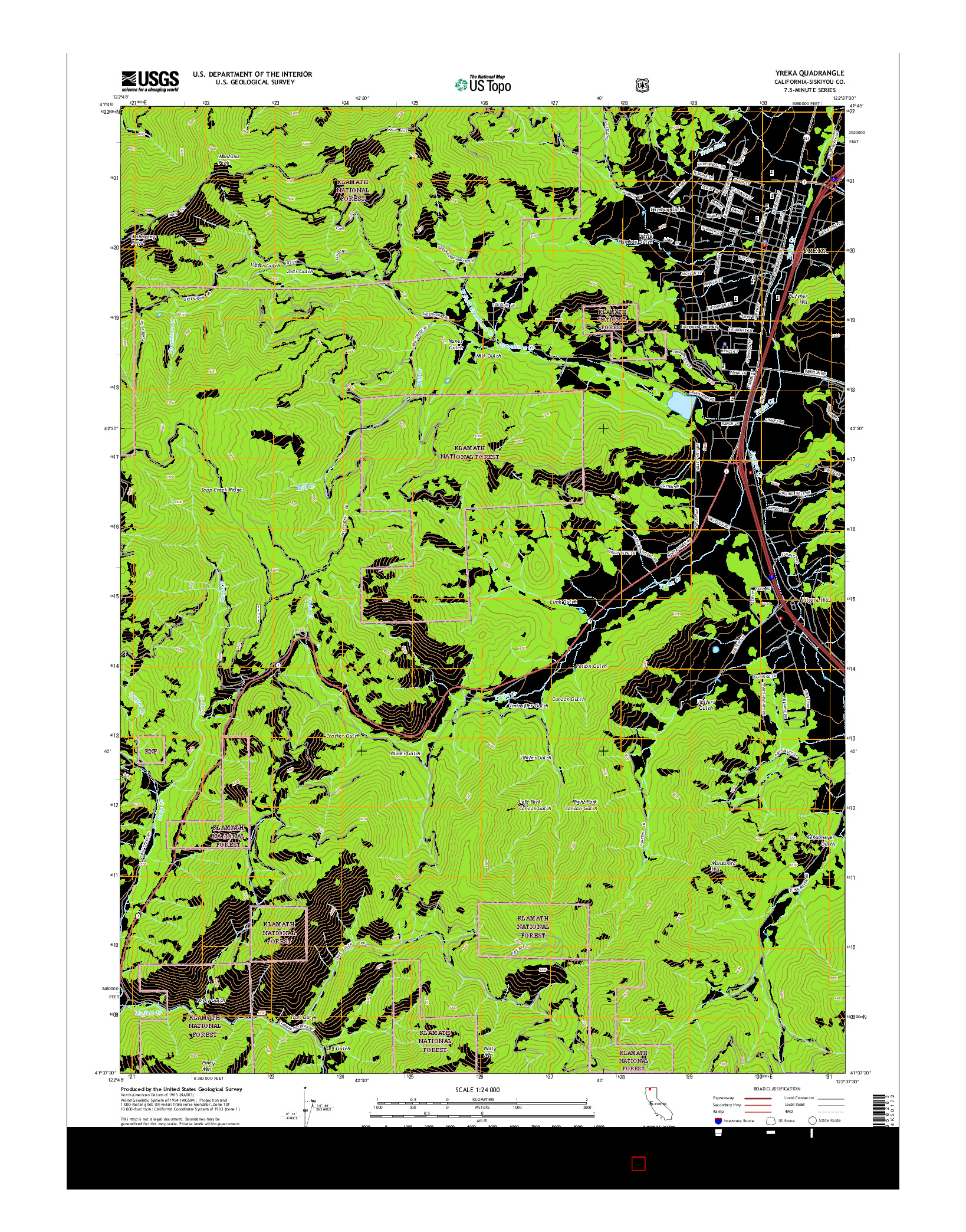 USGS US TOPO 7.5-MINUTE MAP FOR YREKA, CA 2015
