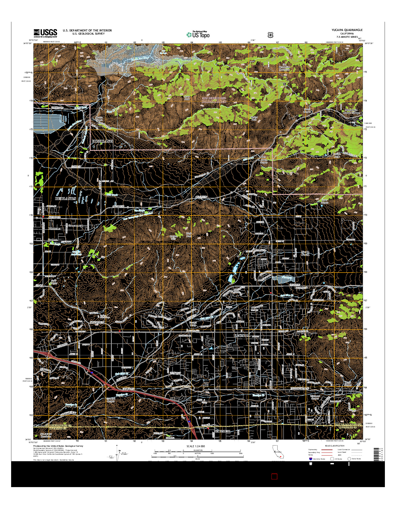 USGS US TOPO 7.5-MINUTE MAP FOR YUCAIPA, CA 2015