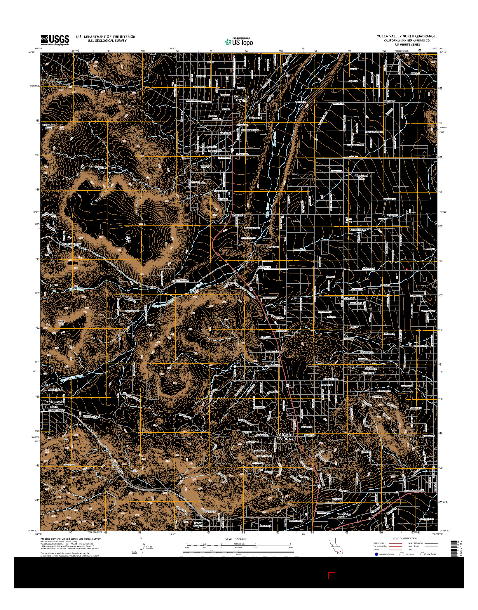 USGS US TOPO 7.5-MINUTE MAP FOR YUCCA VALLEY NORTH, CA 2015