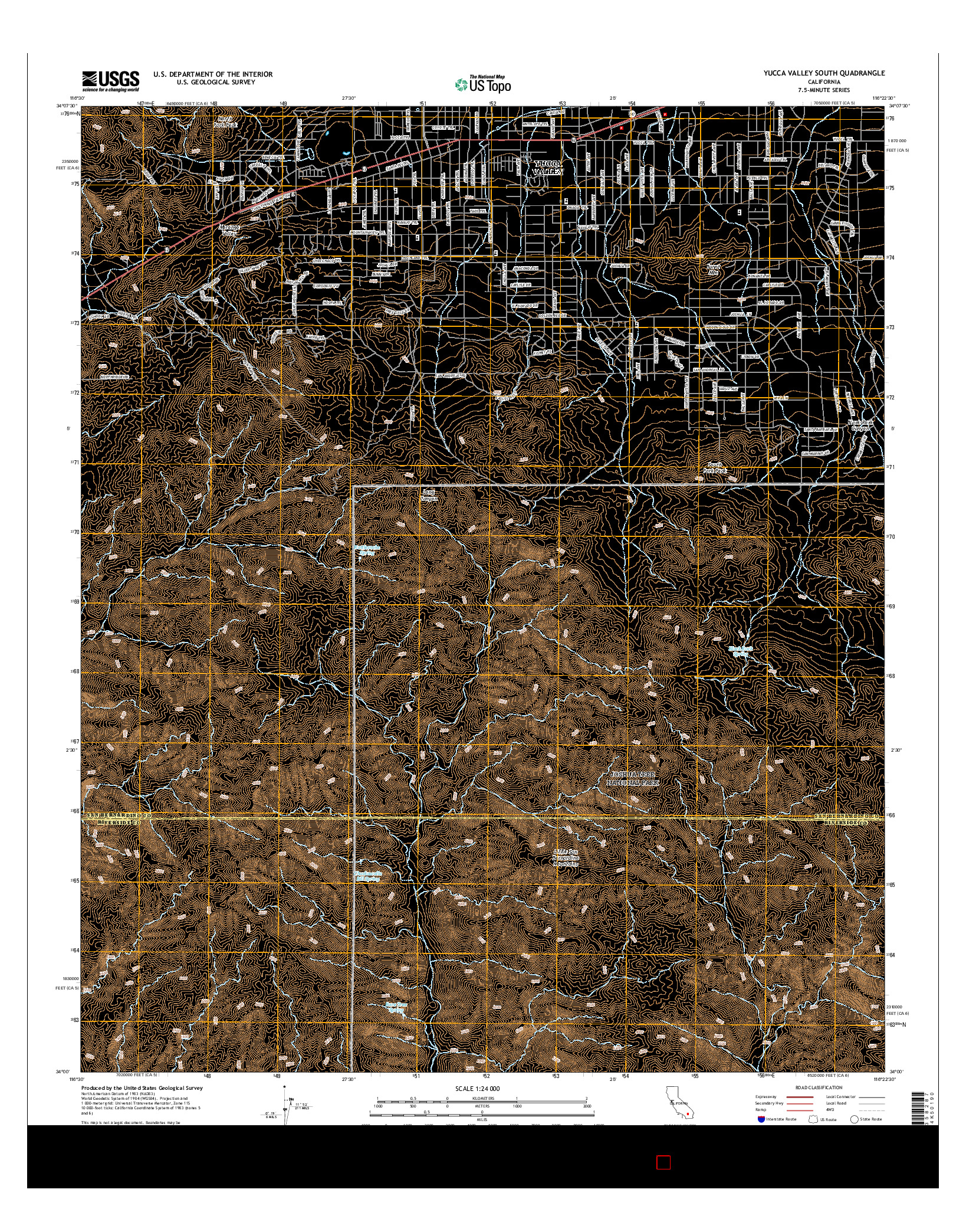 USGS US TOPO 7.5-MINUTE MAP FOR YUCCA VALLEY SOUTH, CA 2015