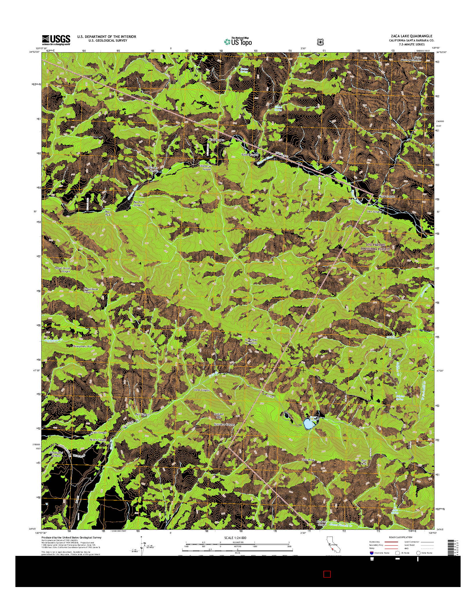 USGS US TOPO 7.5-MINUTE MAP FOR ZACA LAKE, CA 2015