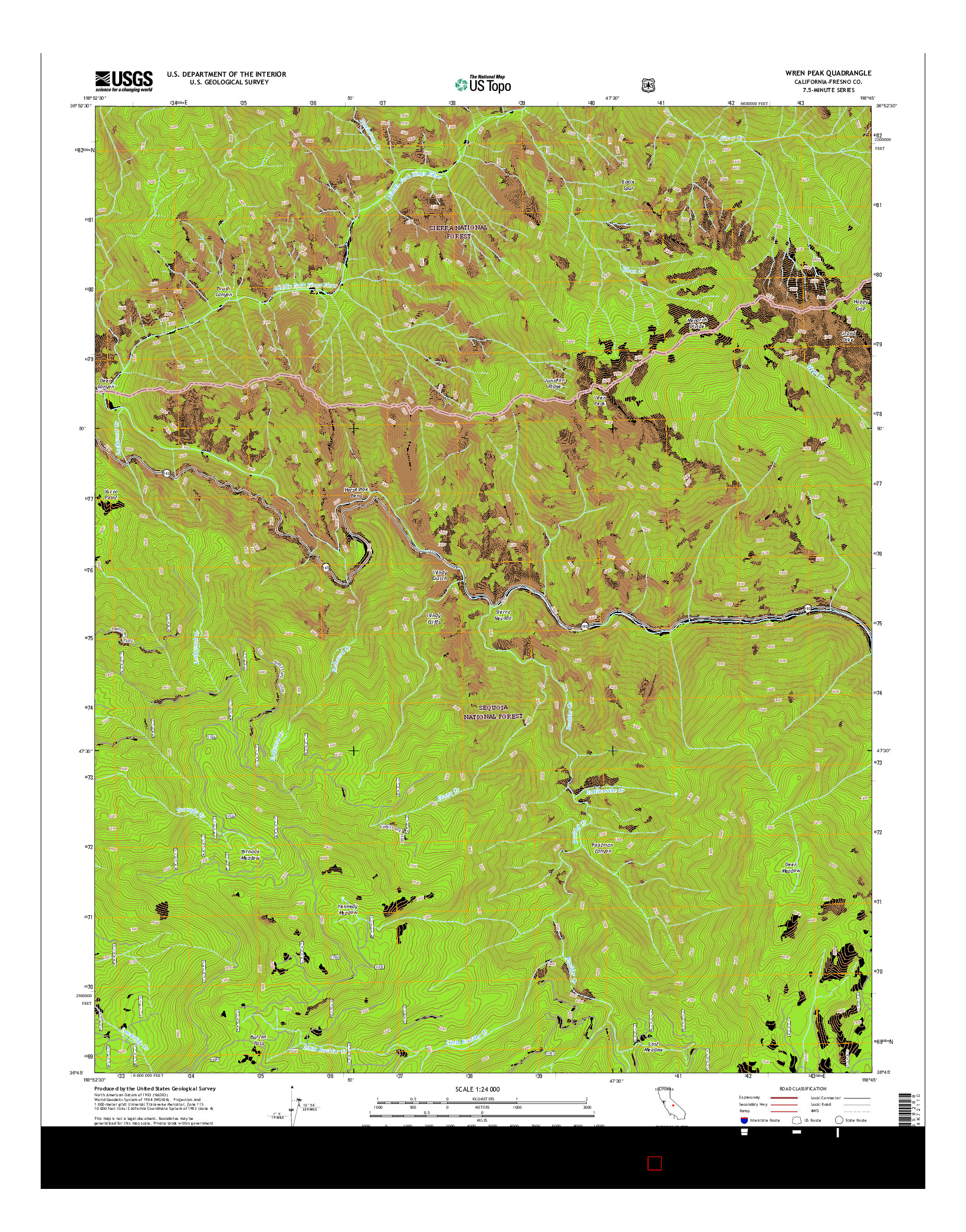 USGS US TOPO 7.5-MINUTE MAP FOR WREN PEAK, CA 2015