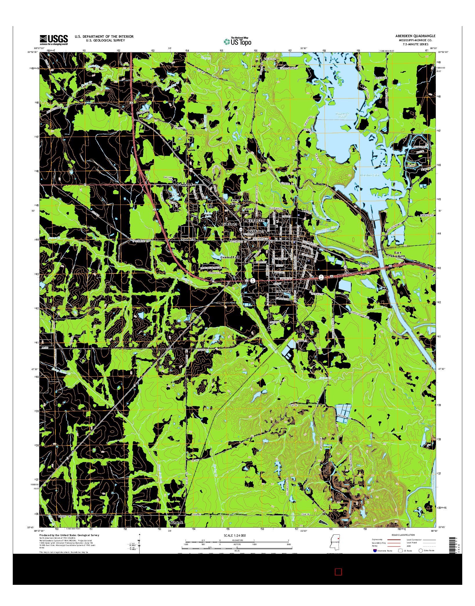 USGS US TOPO 7.5-MINUTE MAP FOR ABERDEEN, MS 2015