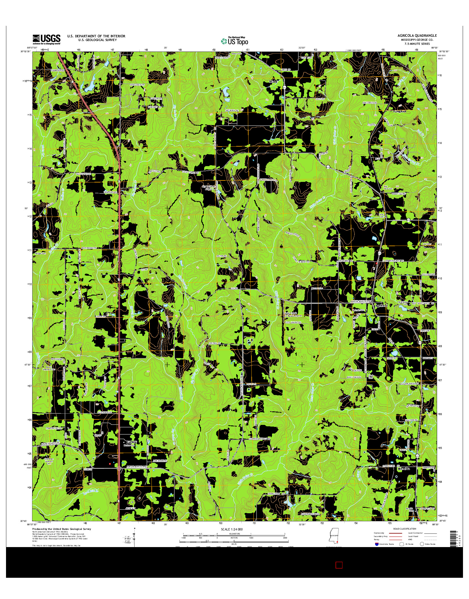 USGS US TOPO 7.5-MINUTE MAP FOR AGRICOLA, MS 2015
