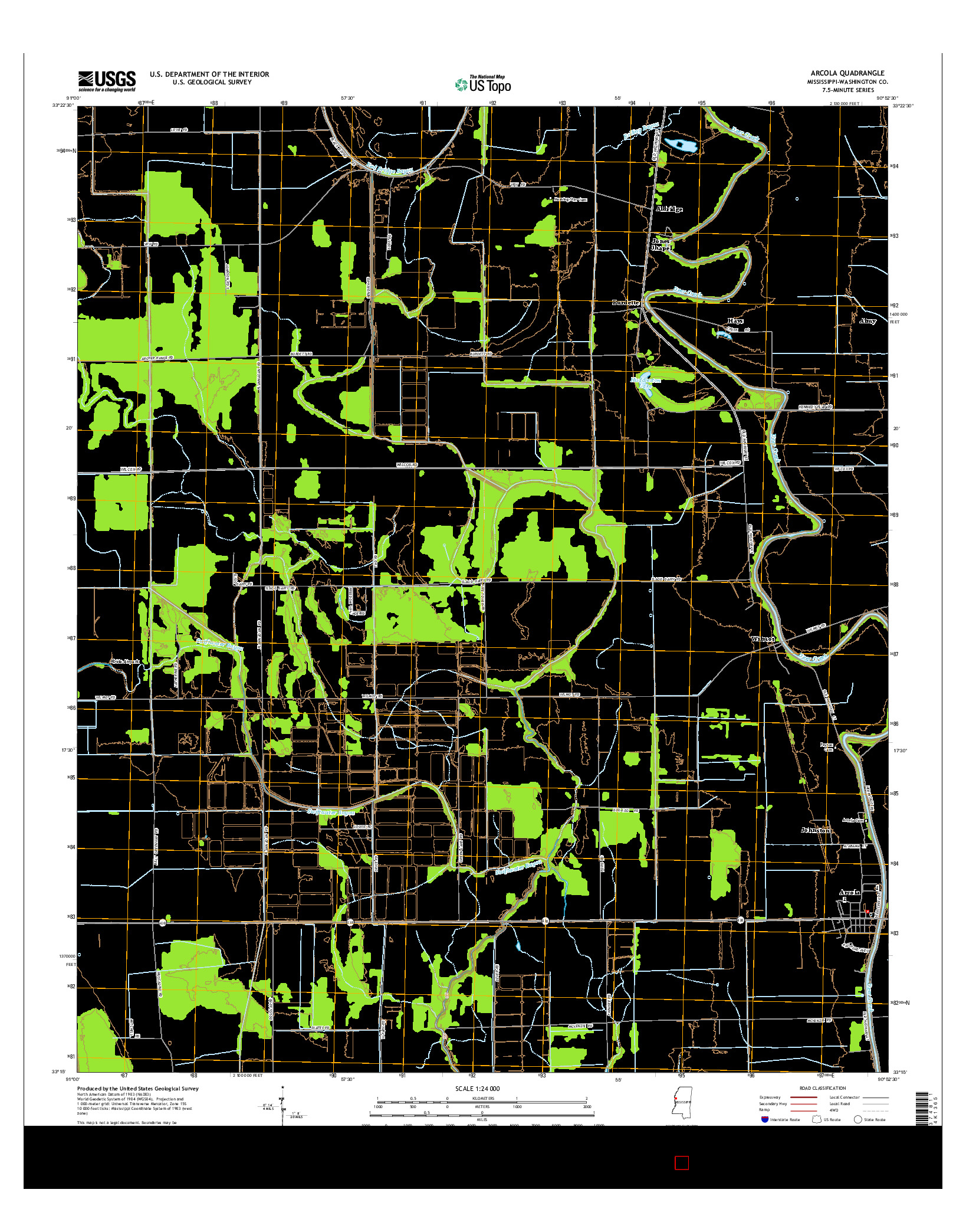 USGS US TOPO 7.5-MINUTE MAP FOR ARCOLA, MS 2015