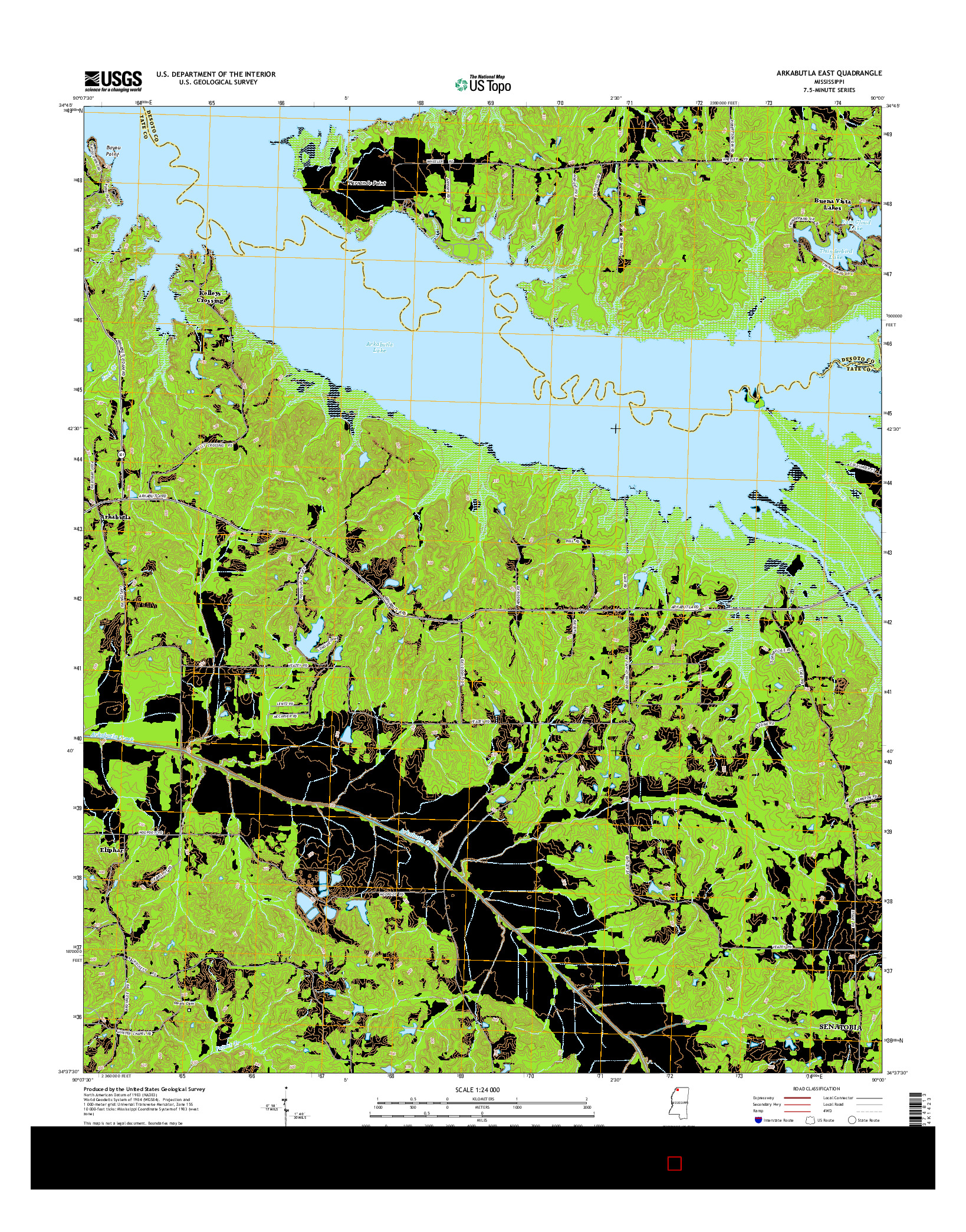 USGS US TOPO 7.5-MINUTE MAP FOR ARKABUTLA EAST, MS 2015