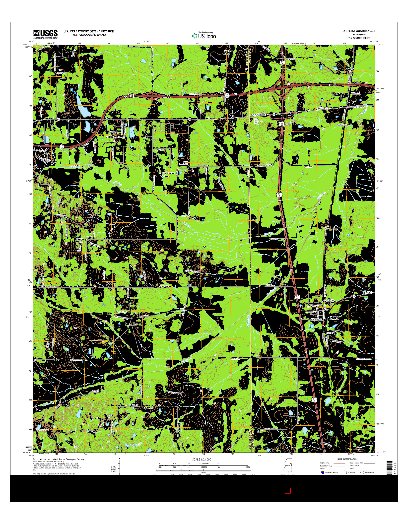 USGS US TOPO 7.5-MINUTE MAP FOR ARTESIA, MS 2015