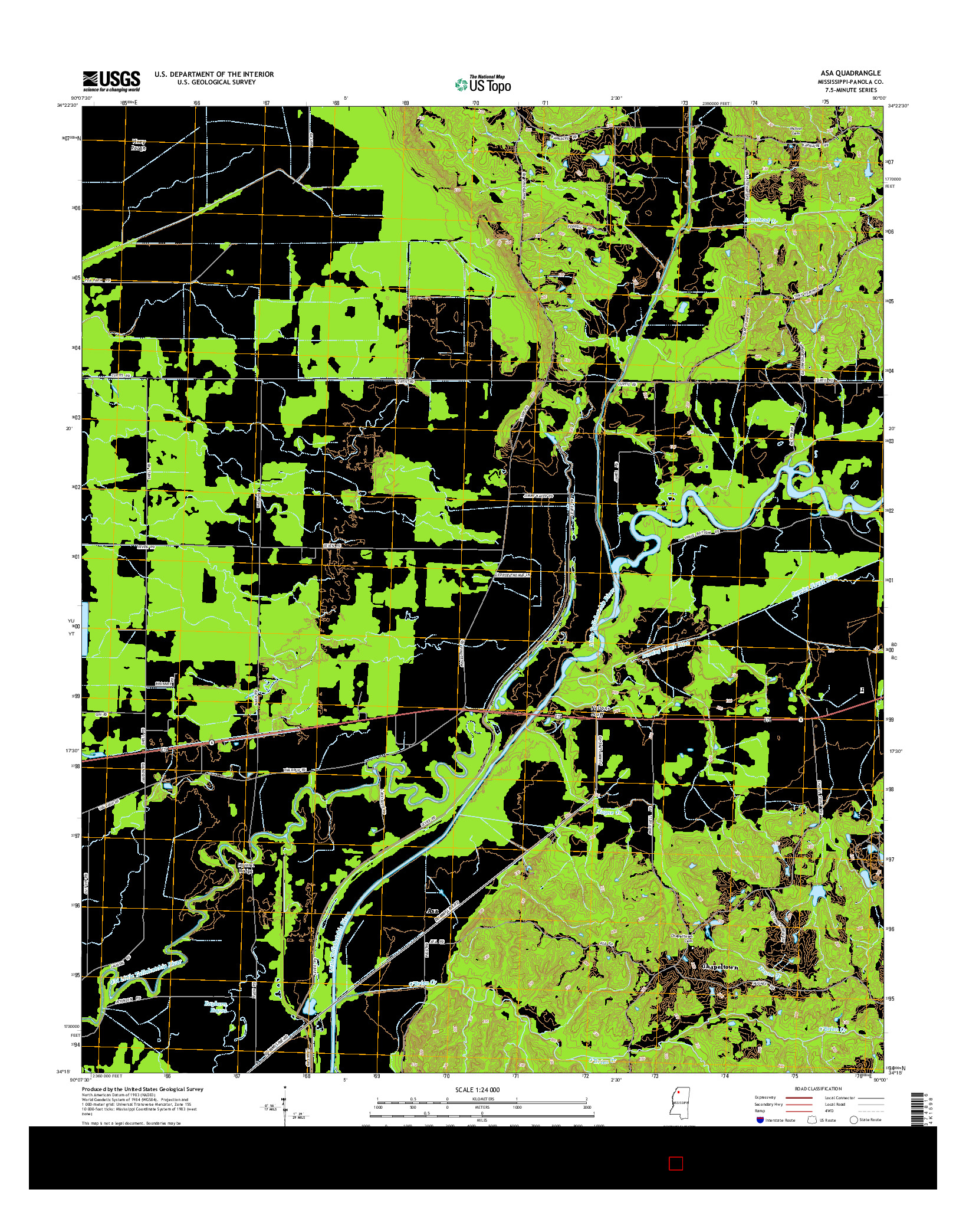 USGS US TOPO 7.5-MINUTE MAP FOR ASA, MS 2015