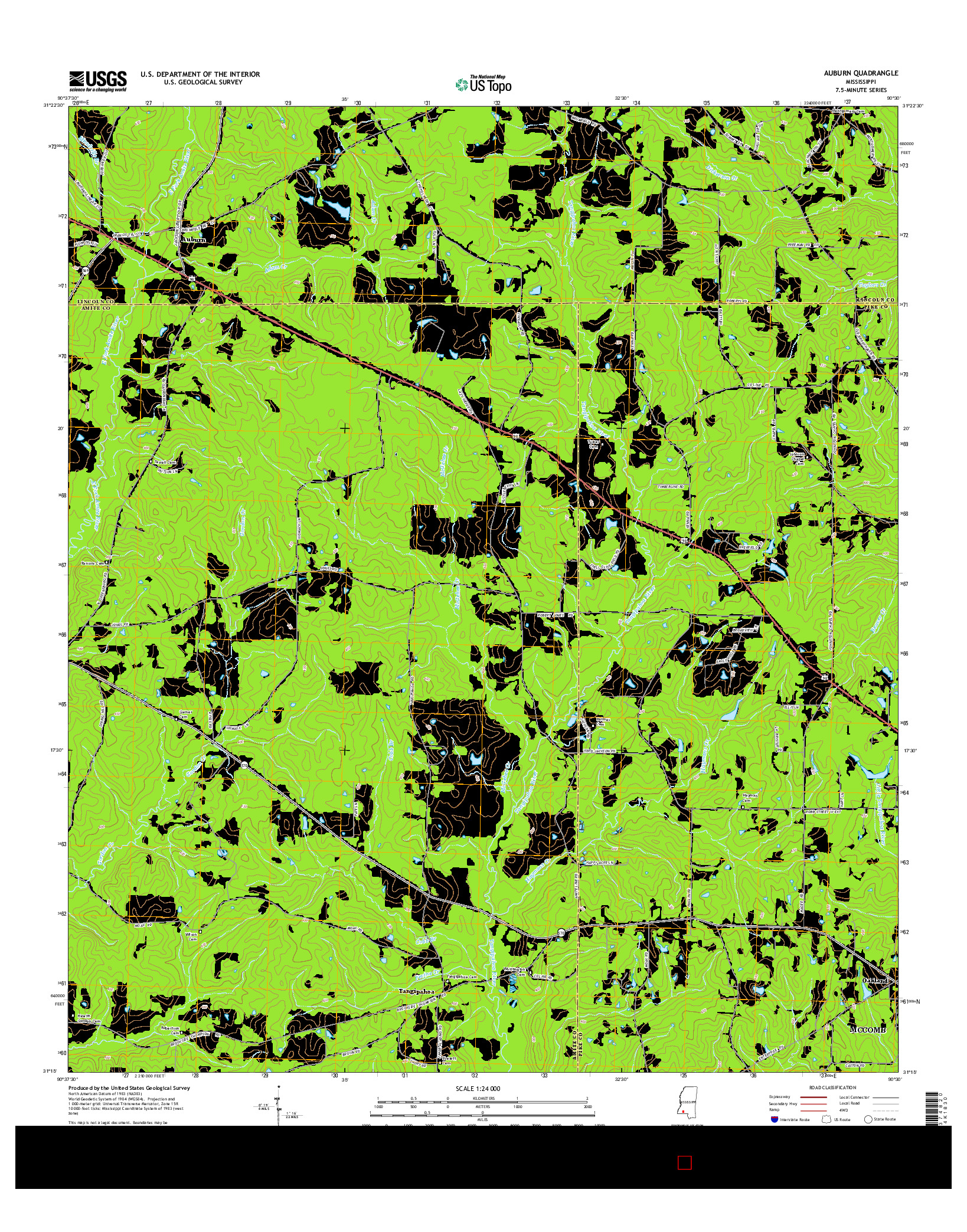 USGS US TOPO 7.5-MINUTE MAP FOR AUBURN, MS 2015