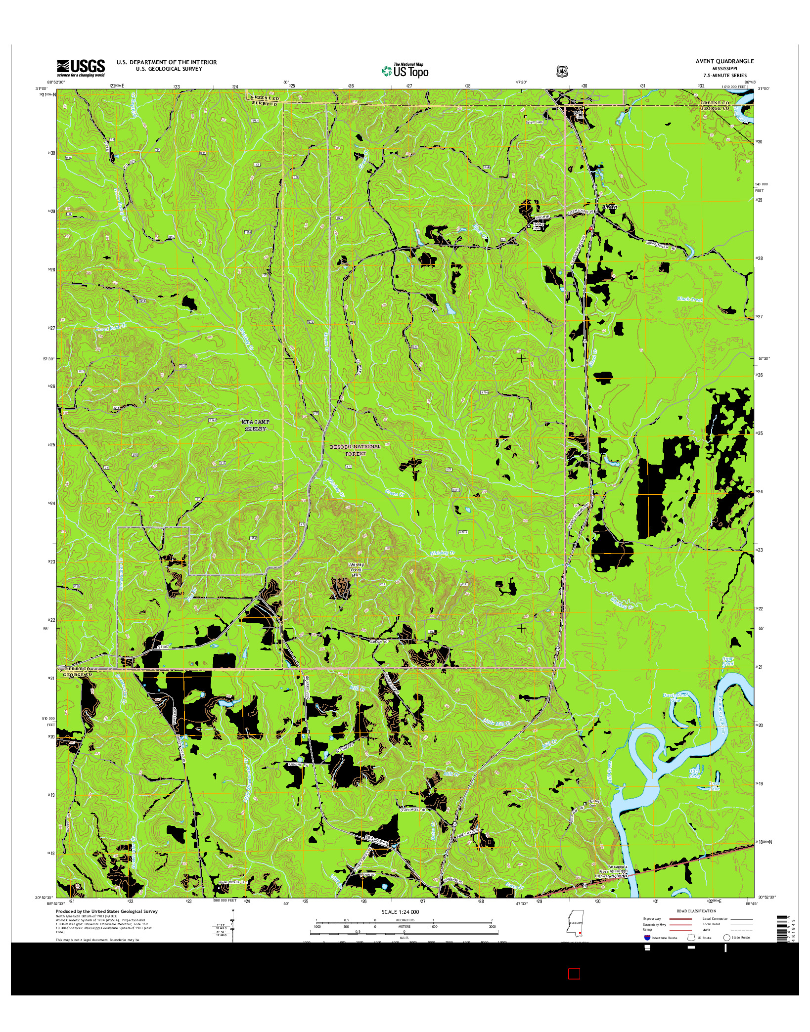 USGS US TOPO 7.5-MINUTE MAP FOR AVENT, MS 2015