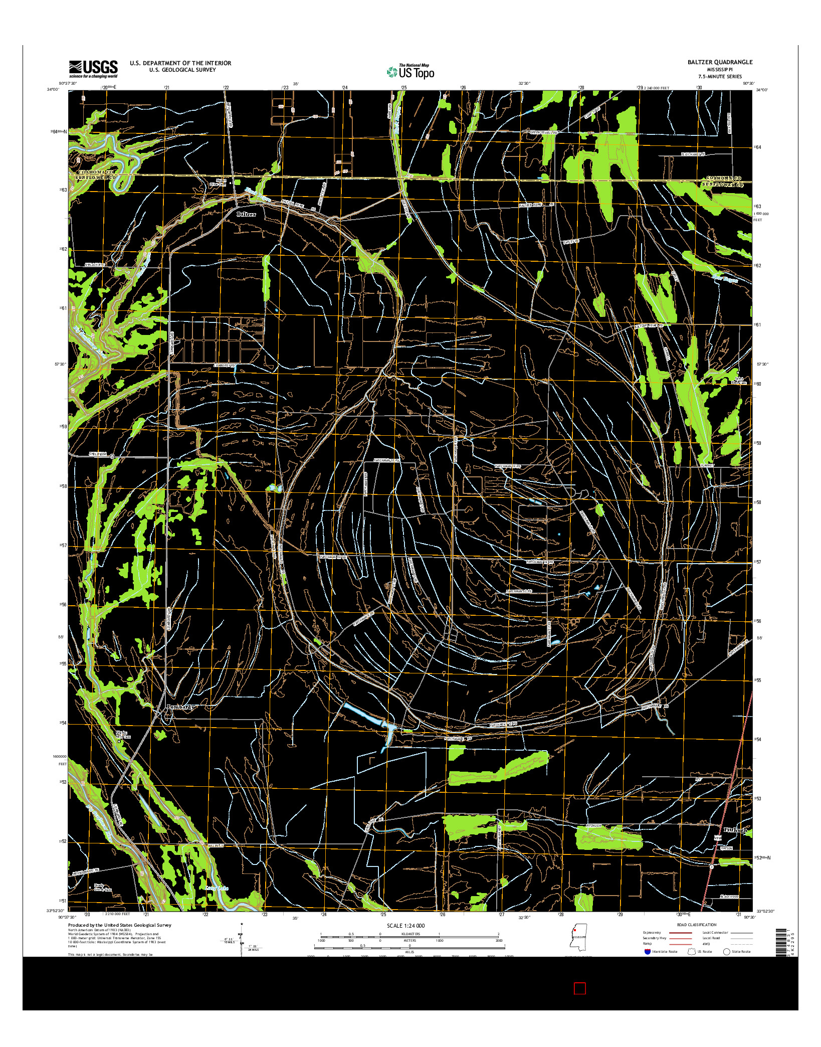 USGS US TOPO 7.5-MINUTE MAP FOR BALTZER, MS 2015