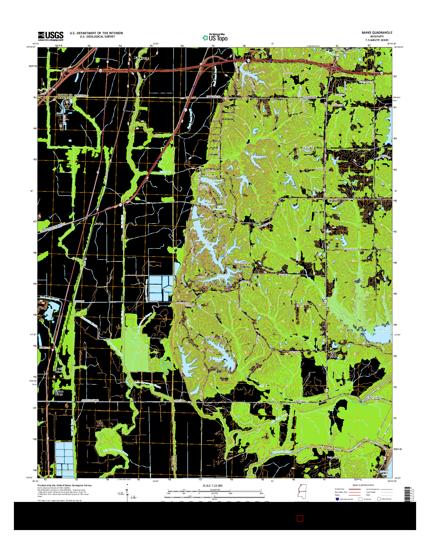 USGS US TOPO 7.5-MINUTE MAP FOR BANKS, MS 2015