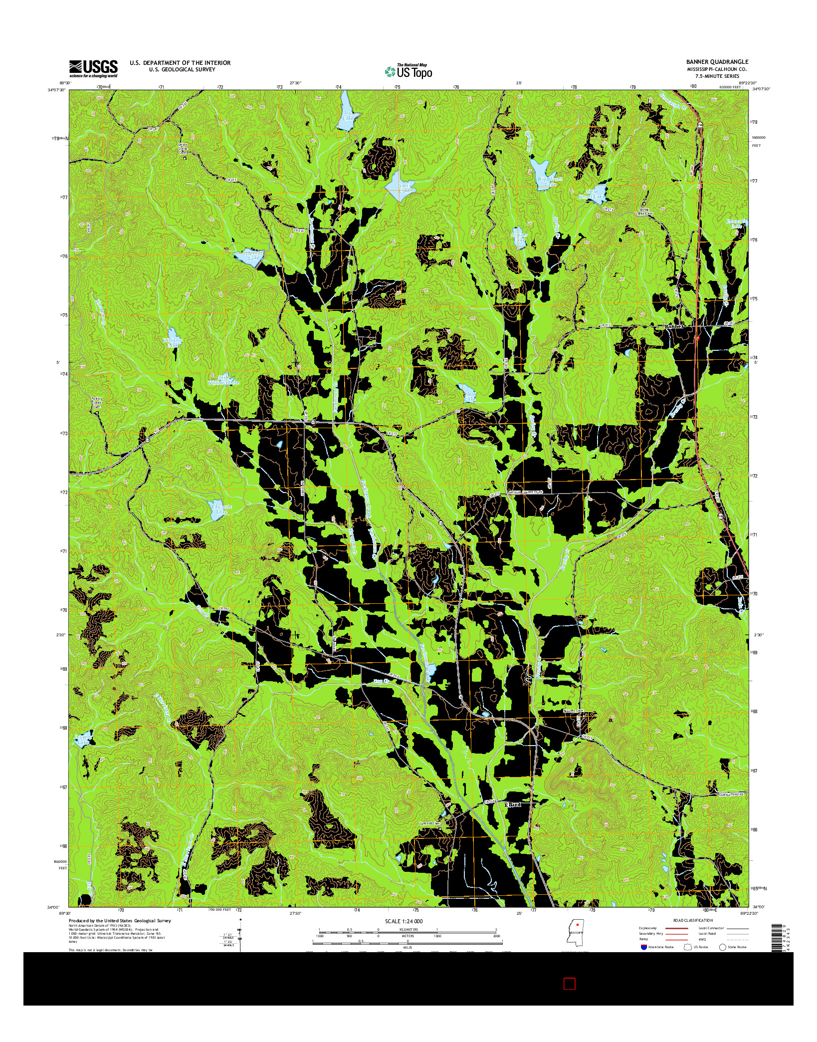 USGS US TOPO 7.5-MINUTE MAP FOR BANNER, MS 2015