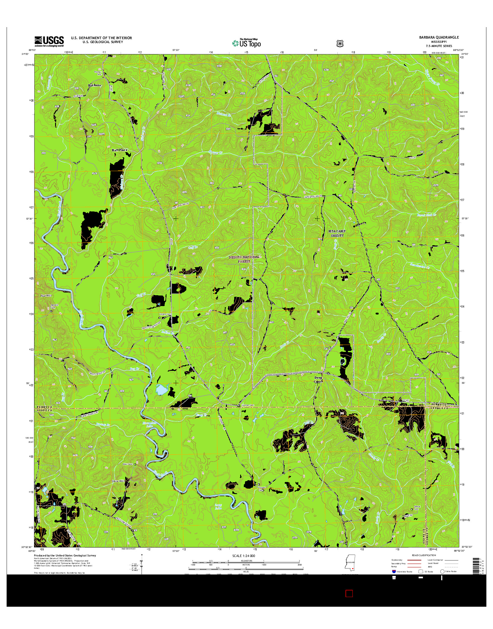 USGS US TOPO 7.5-MINUTE MAP FOR BARBARA, MS 2015